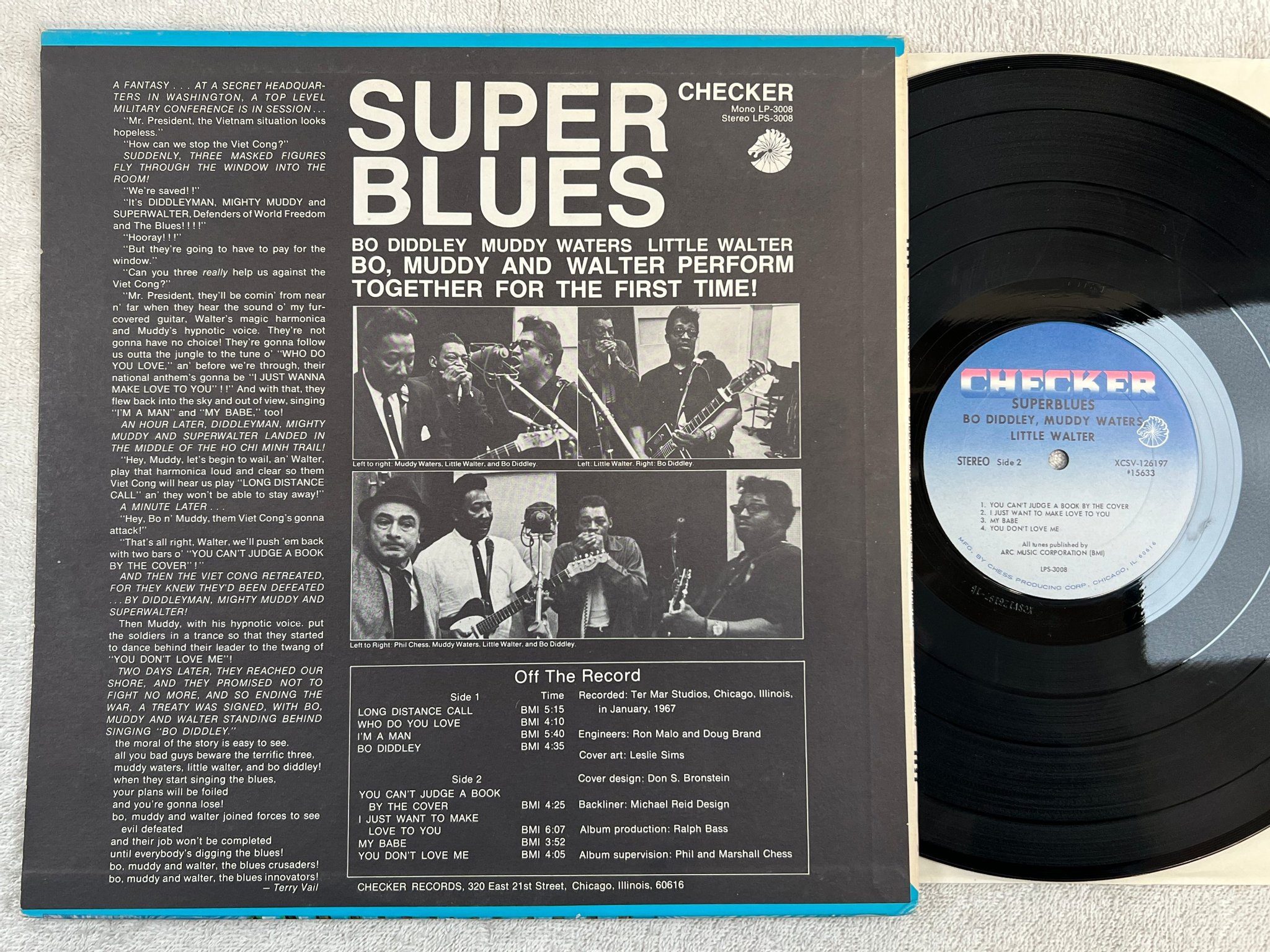 Omslagsbild för skivan BO DIDDLEY Muddy Waters LITTLE WALTER superblues LP US CHECKER XCSV-126197