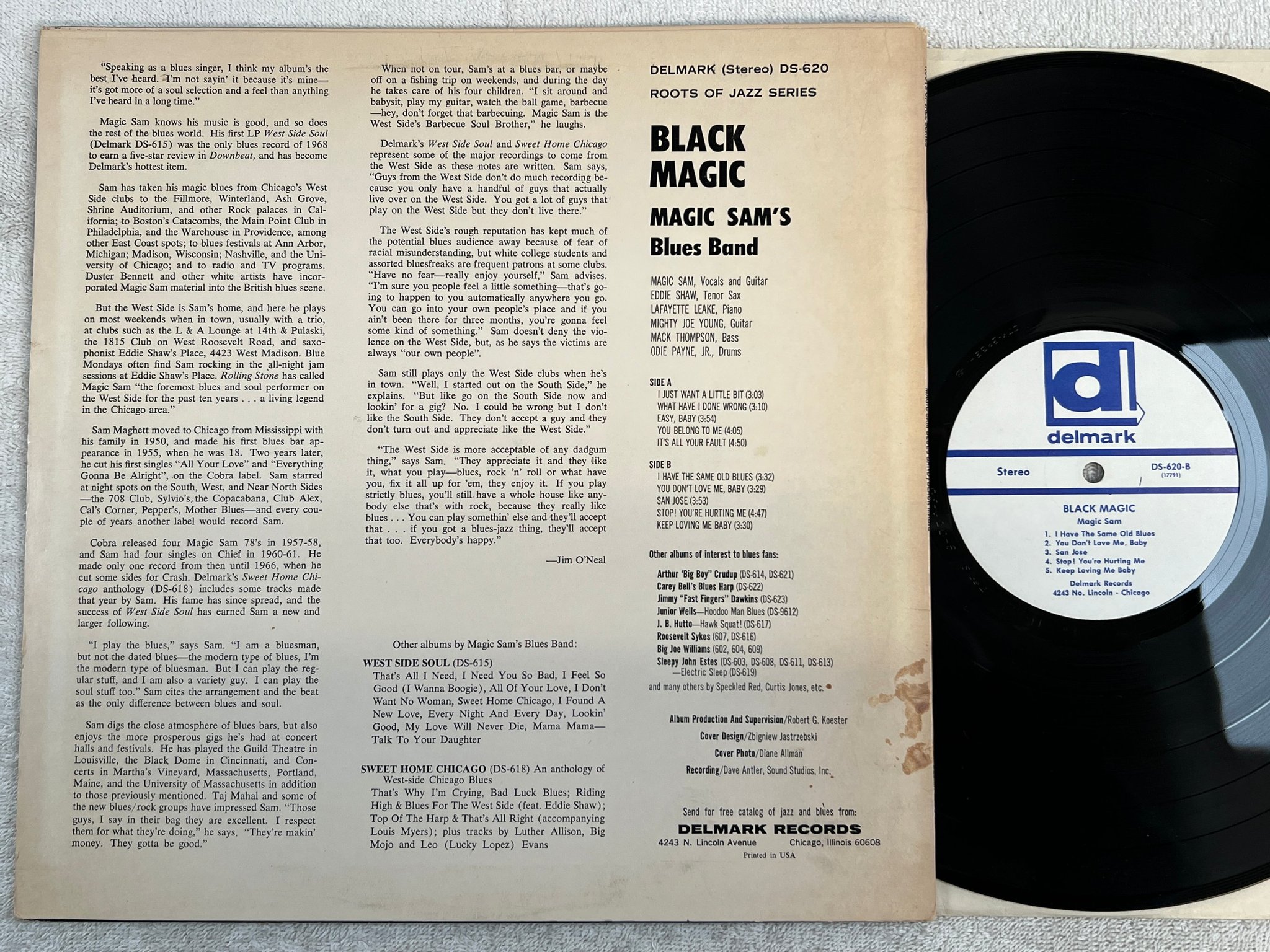 Omslagsbild för skivan MAGIC SAM black magic LP US DELMARK DS-620