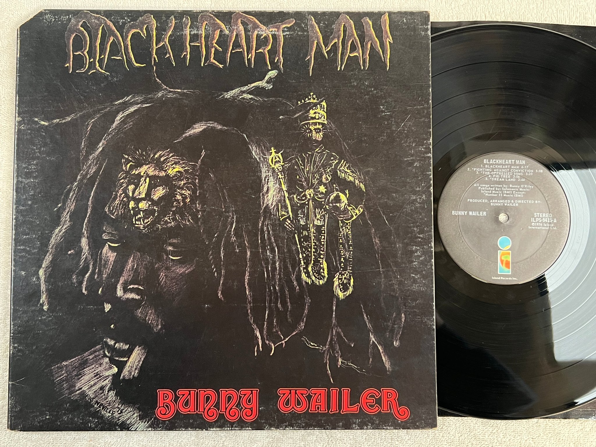 Omslagsbild för skivan BUNNY WAILER blackheart man LP -76 US ISLAND ILPS 9415