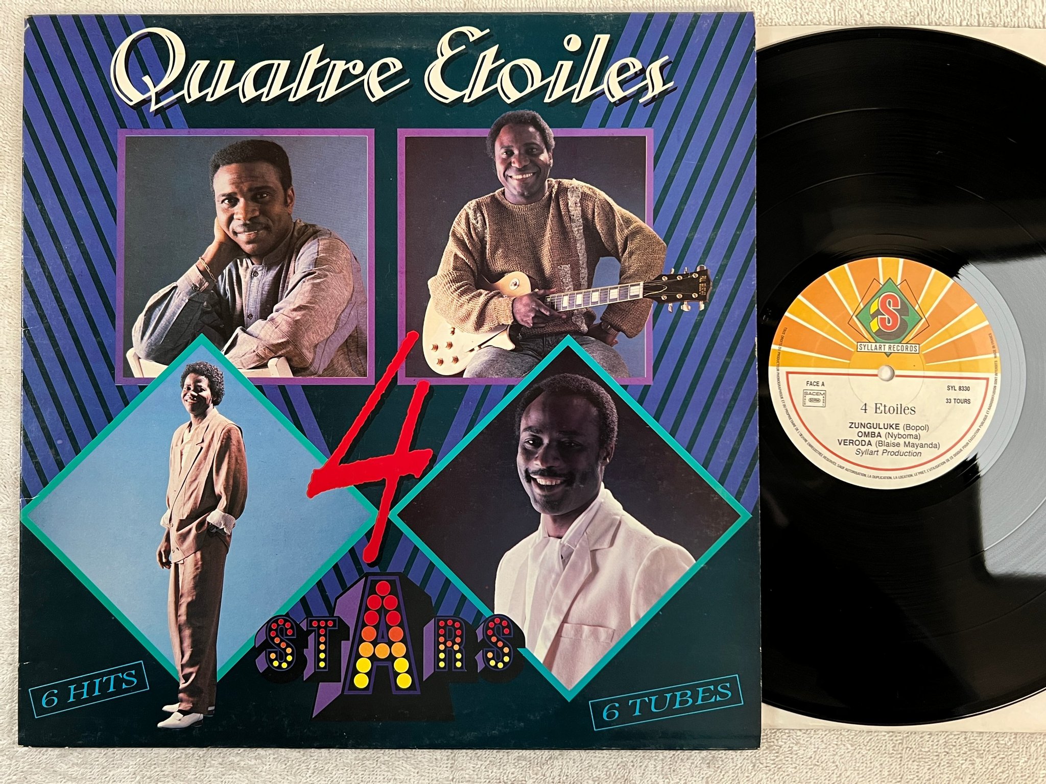 Omslagsbild för skivan 4 ETOILES 6 Tubes / 6 Hits LP -87 Fra SYLLART 8736 SOUKOUS