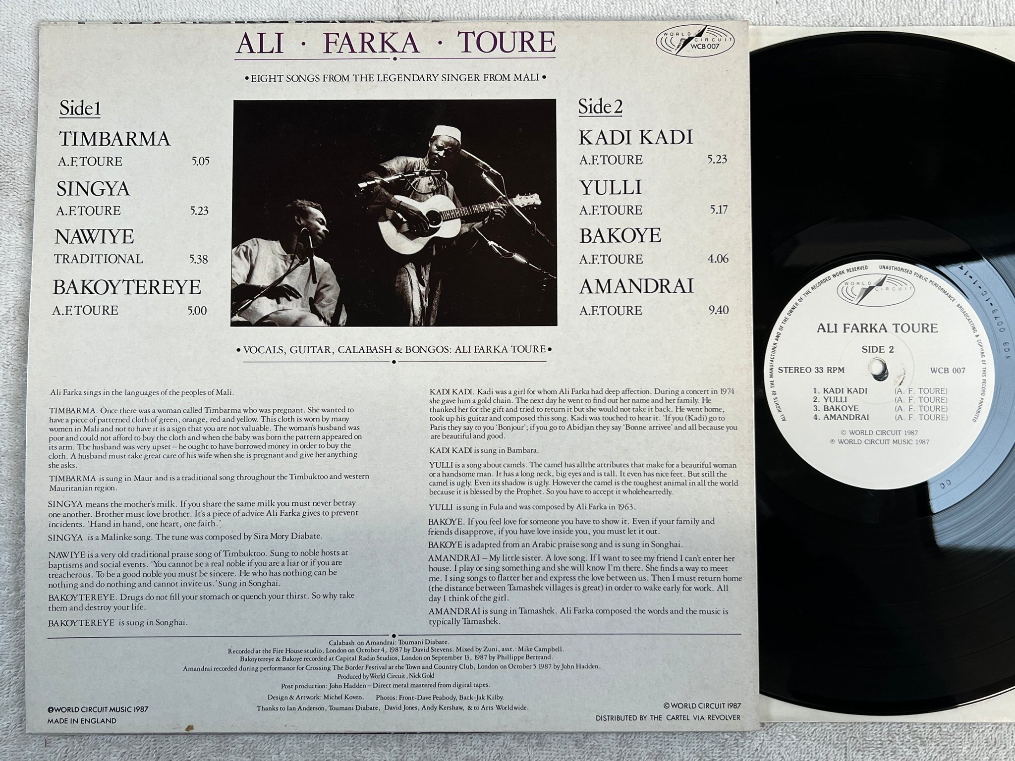 Omslagsbild för skivan ALI FARKA TOURE s/t LP -87 UK WORLD CIRCUIT WCB 007 folk
