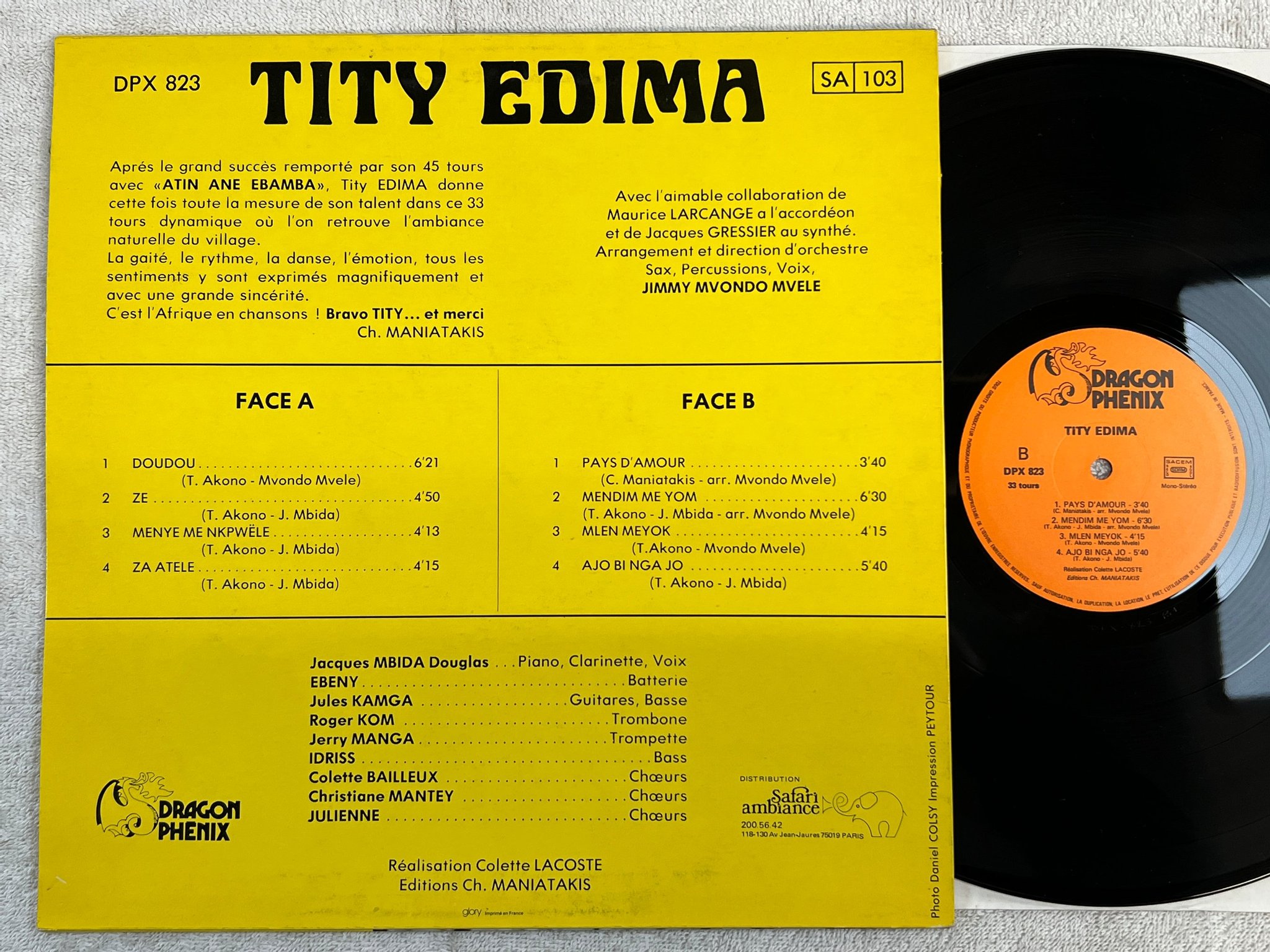 Omslagsbild för skivan TITY EDIMA medim me yom LP Fra DRAGON PHENIX DPX 823