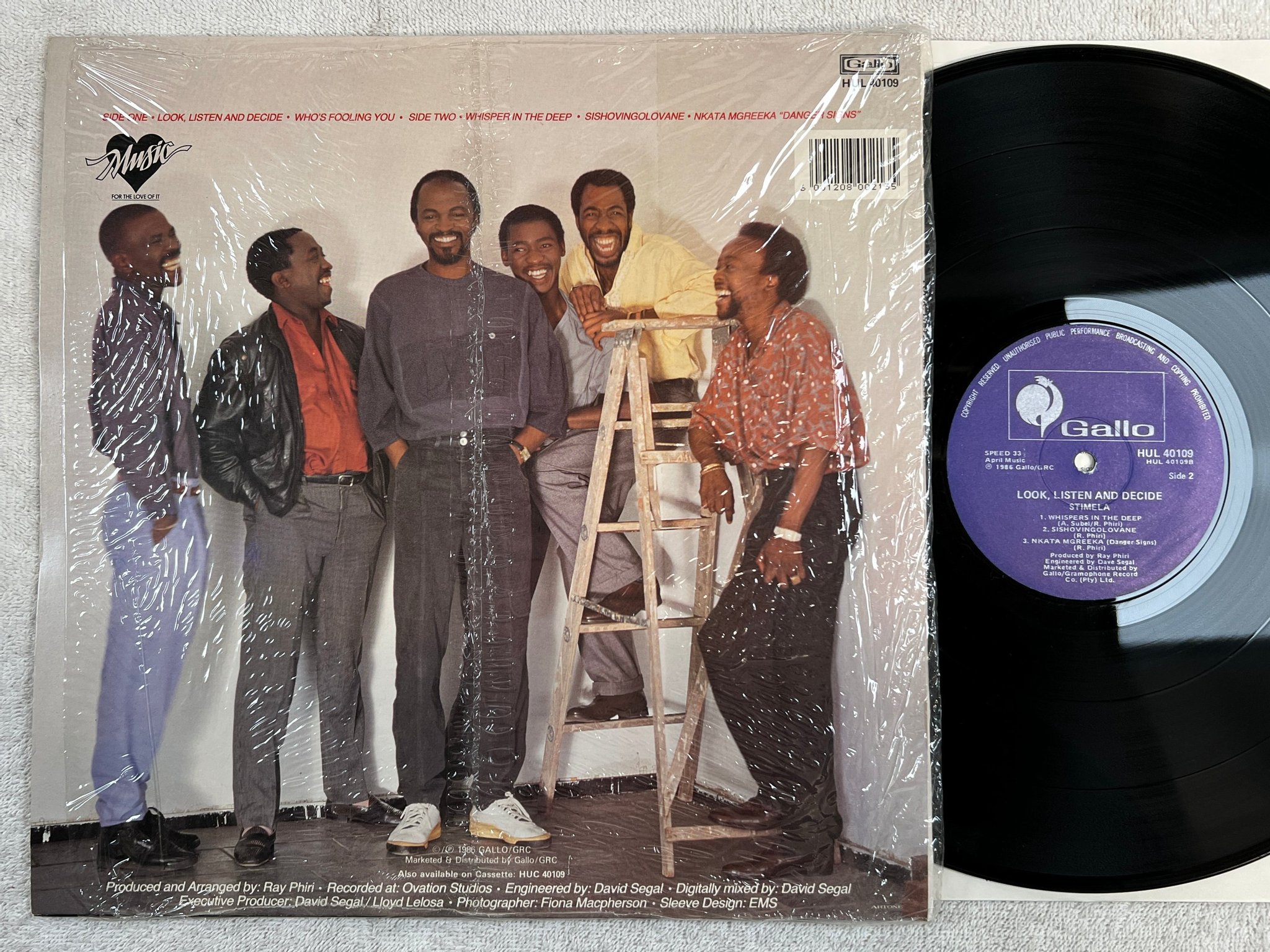 Omslagsbild för skivan STIMELA look listen and decide LP -86 South Africa GALLO HUL 40109 