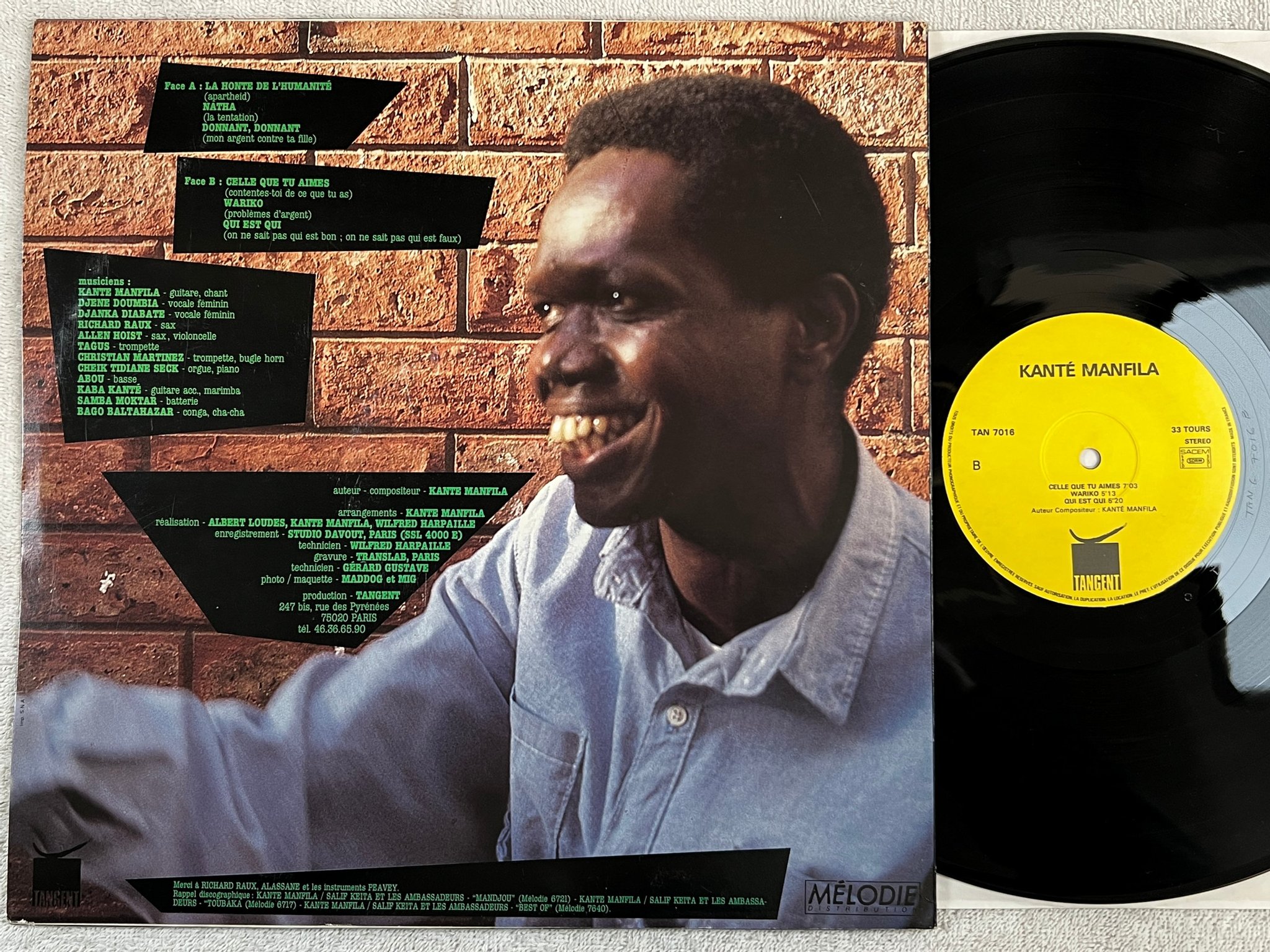 Omslagsbild för skivan KANTE MANFILA Musicale Mandingue LP -86 Fra TANGENT TAN 7016 folk african