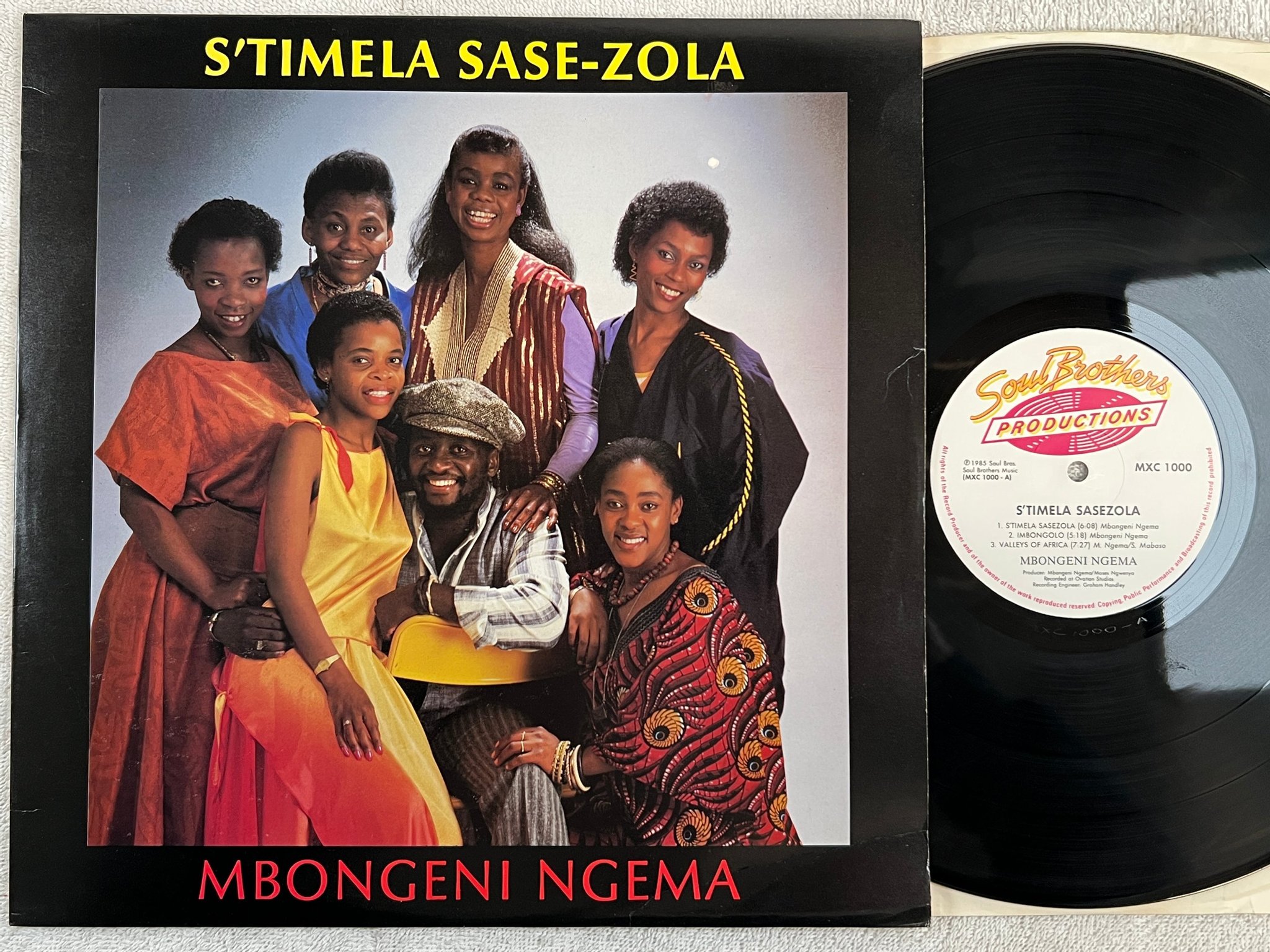 Omslagsbild för skivan MBONGENI NGEMA S'timela Sase-zola LP -85 SOUTH AFRICA Soul Brothers MXC 1000 