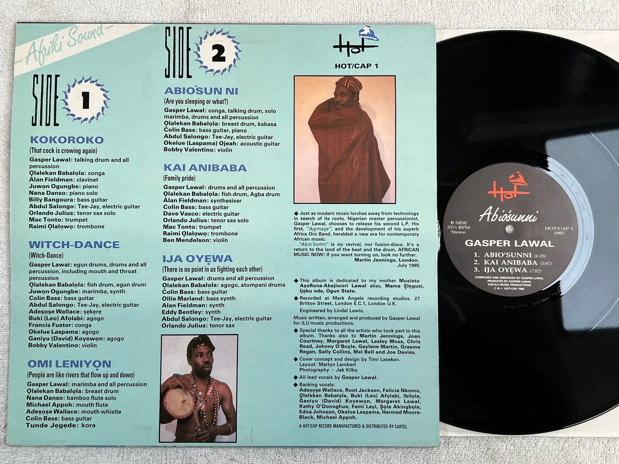 Omslagsbild för skivan GASPER LAWAL  Abiosunni LP -85 UK HOT/CAP 1 african 