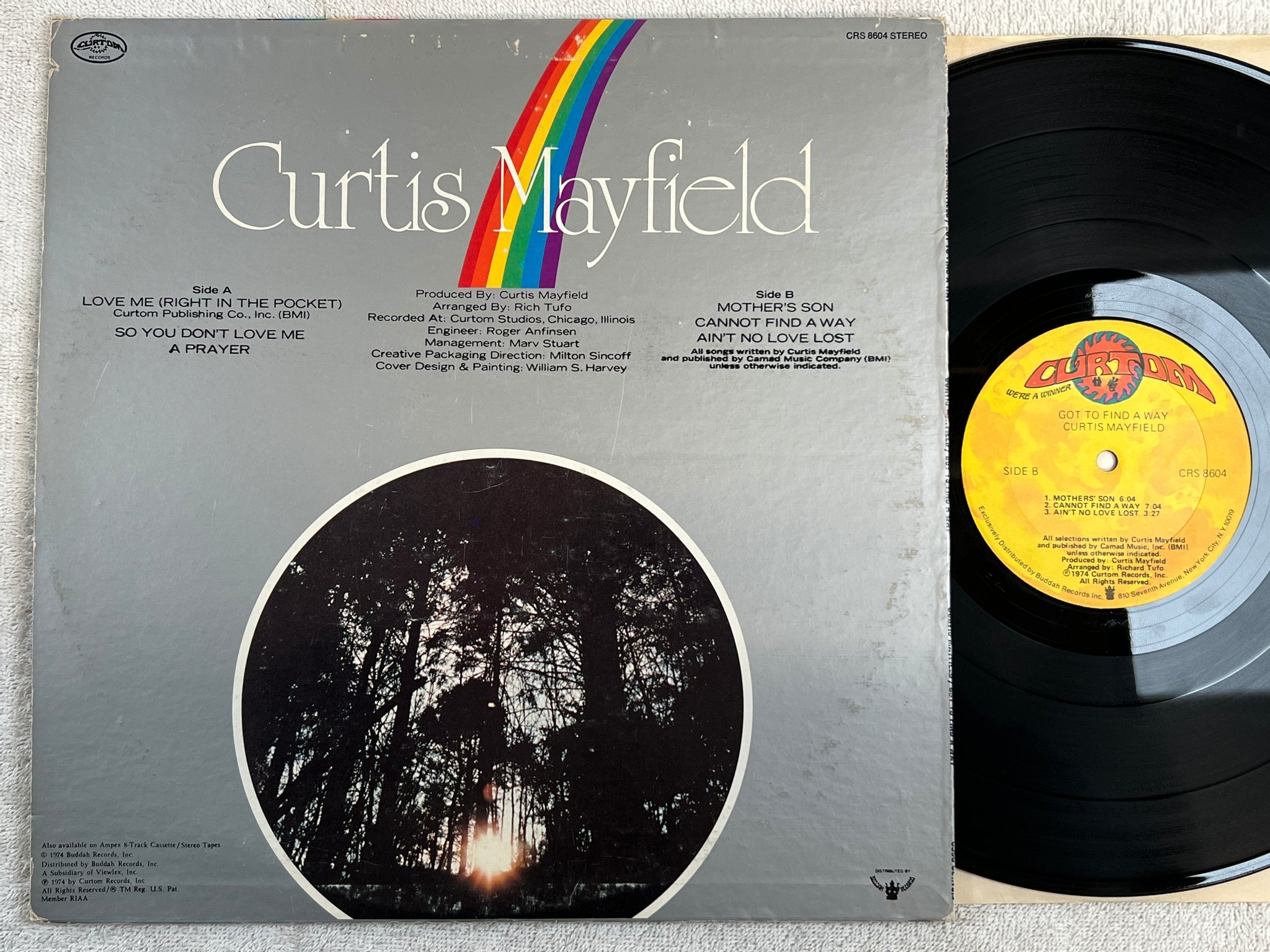 Omslagsbild för skivan CURTIS MAYFIELD gotta find a way LP -74 US CURTOM CRS 8604