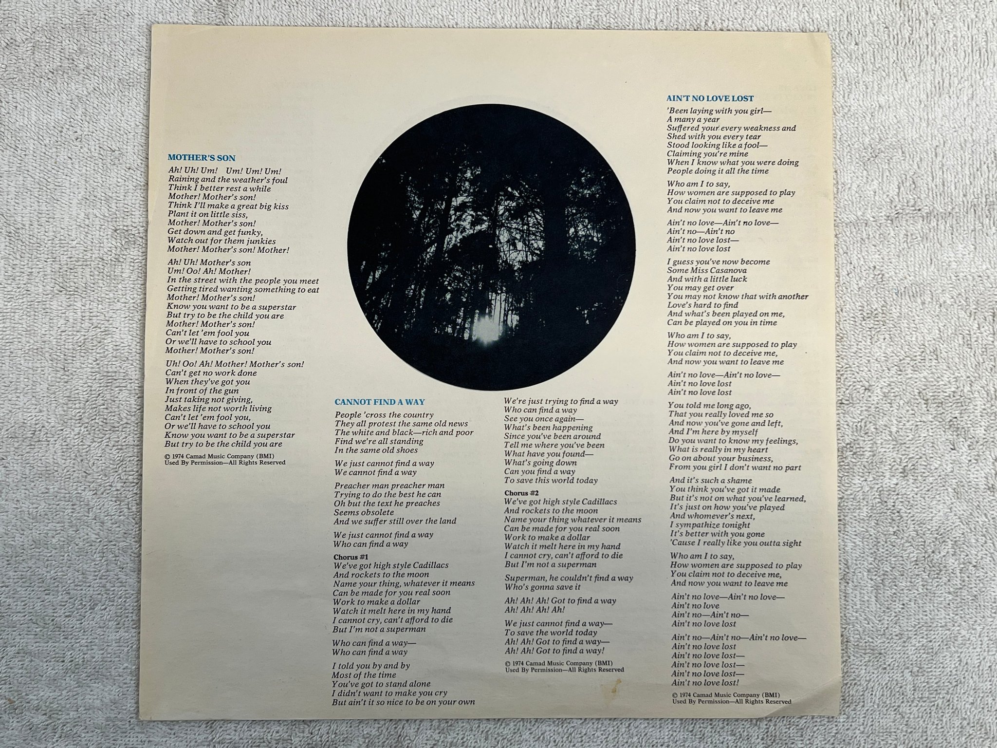 Omslagsbild för skivan CURTIS MAYFIELD gotta find a way LP -74 US CURTOM CRS 8604