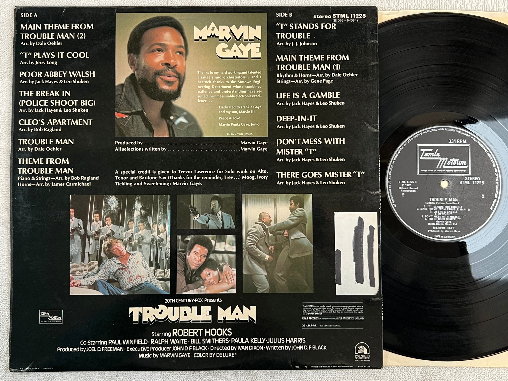 Omslagsbild för skivan MARVIN GAYE trouble man LP -72 UK TAMLA MOTOWN STML 11225 ** soul magic **