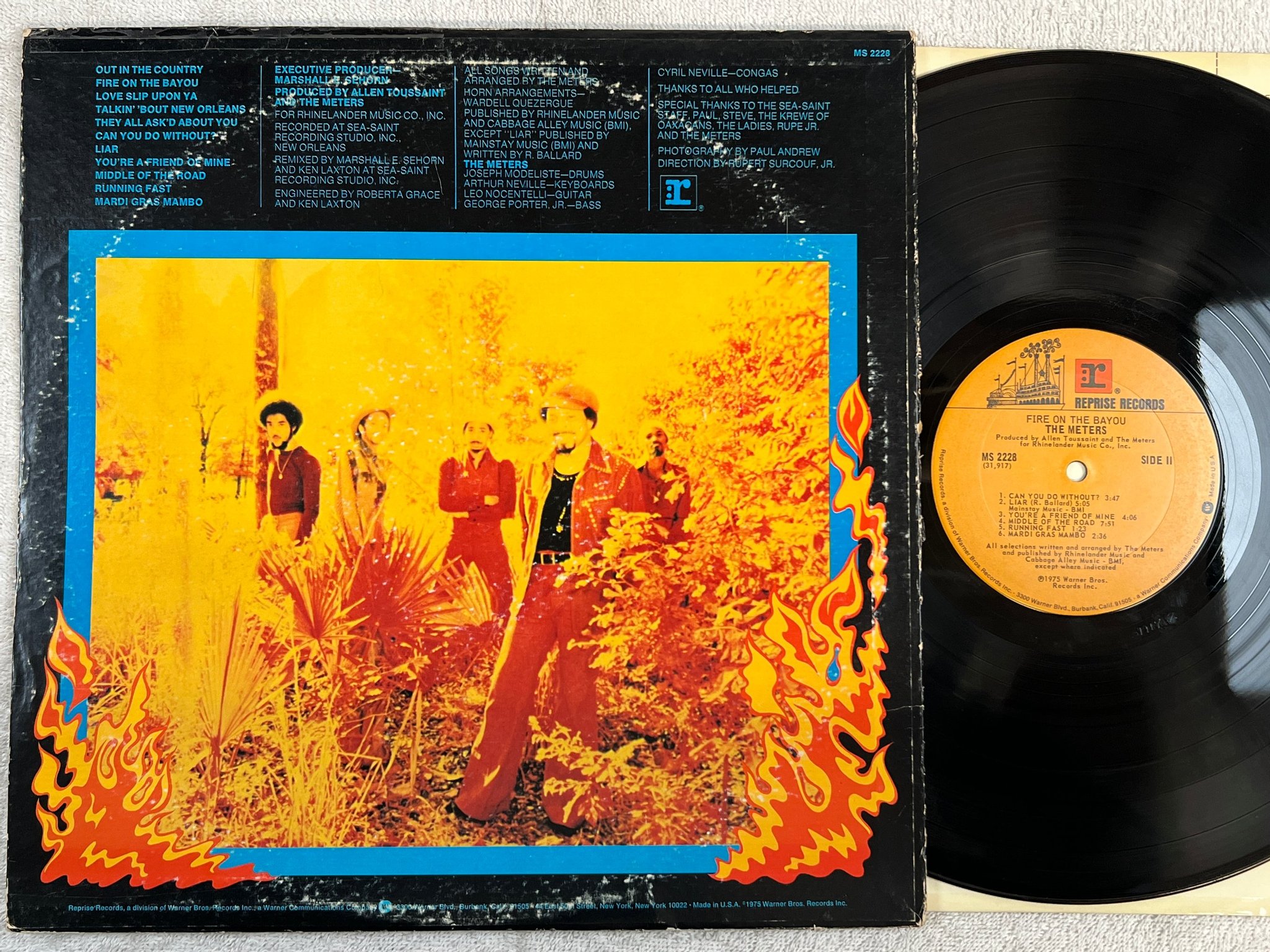 Omslagsbild för skivan THE METERS fire on the bayou LP -75 US REPRISE MS 2228 funky soul 