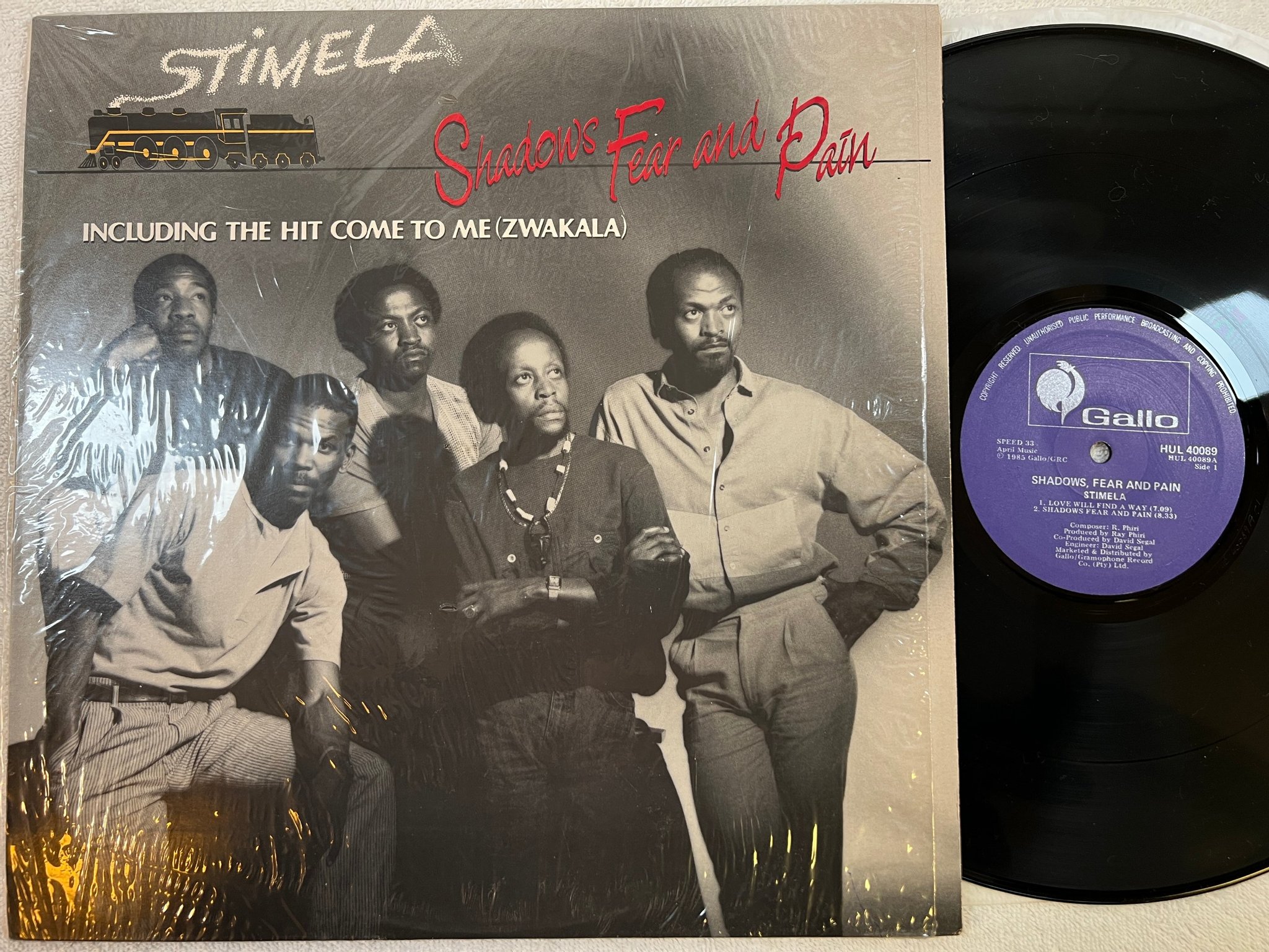 Omslagsbild för skivan STIMELA shadows fear and pain LP -85 South Africa GALLO HUL 40089 disco soul
