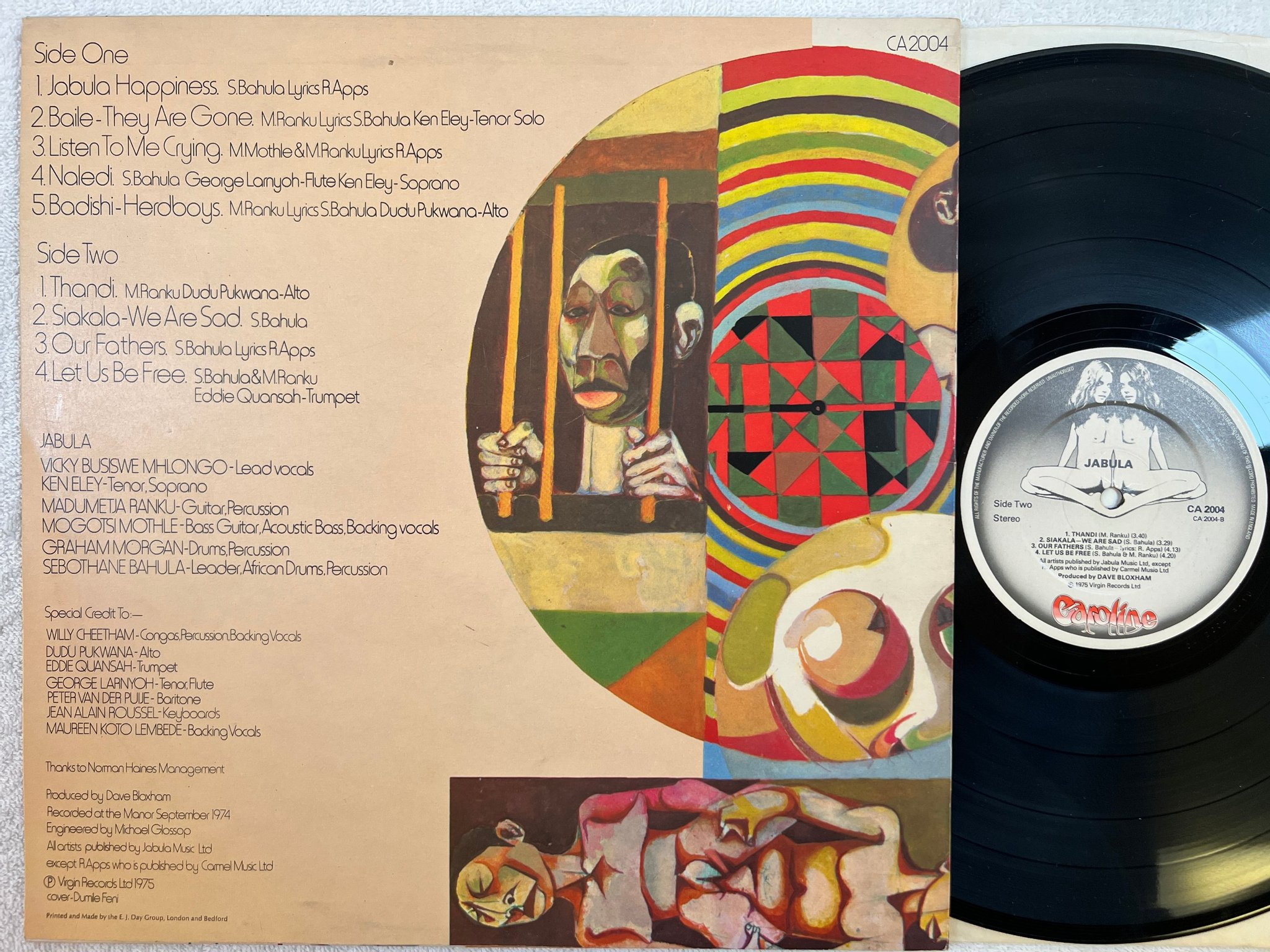 Omslagsbild för skivan JABULA s/t LP -75 UK CAROLINE CA 2004 