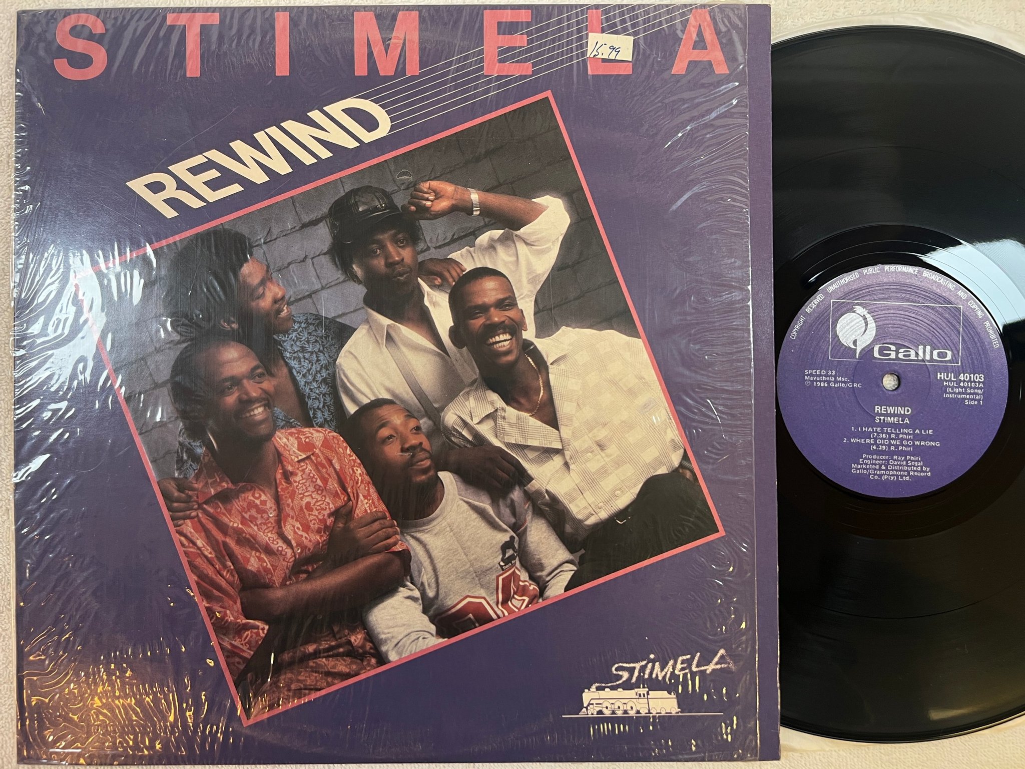 Omslagsbild för skivan STIMELA rewind 12"single South Africa GALLO HUL 40103 mega rare disco boogie !!!