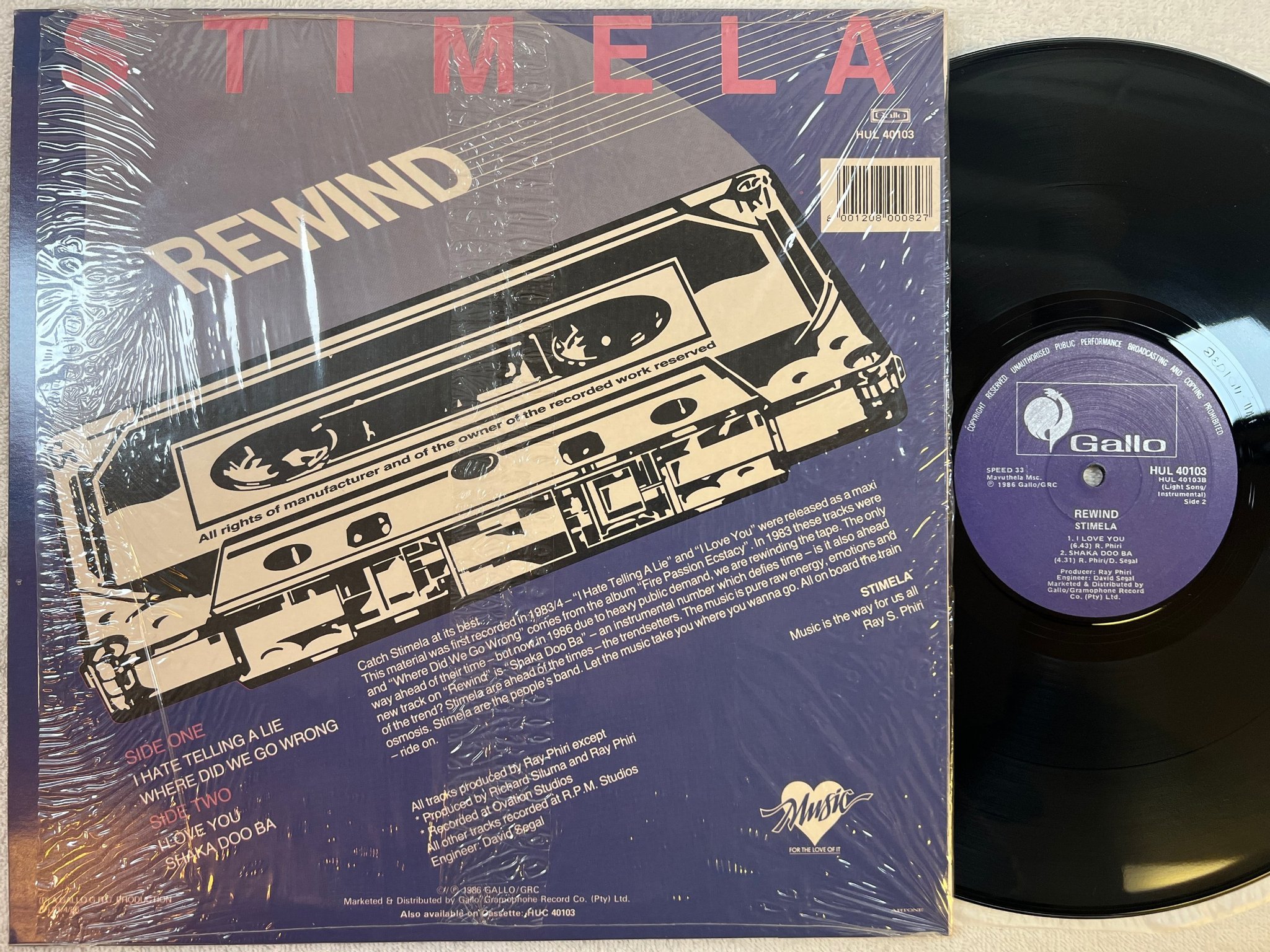 Omslagsbild för skivan STIMELA rewind 12"single South Africa GALLO HUL 40103 mega rare disco boogie !!!