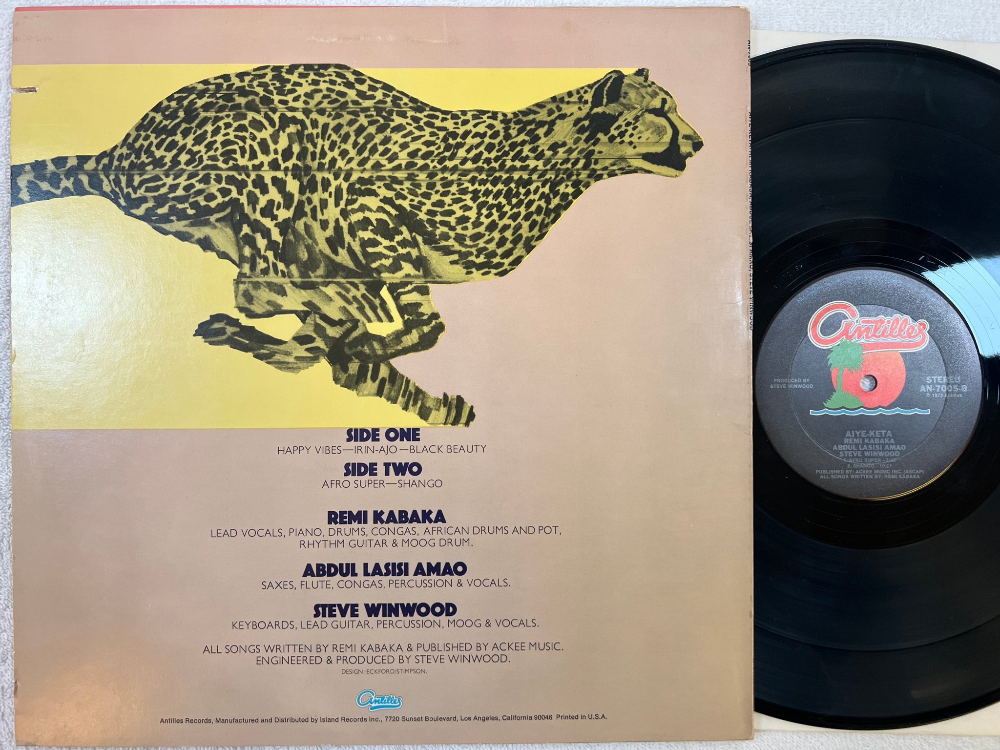 Omslagsbild för skivan REMI KABAKA  Aiye-Keta LP -76 US ANTILLE AN 7005 