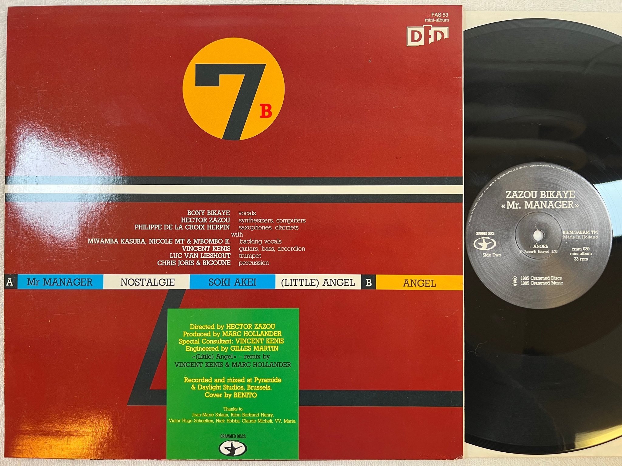 Omslagsbild för skivan ZAZOU BIKAYE Mr Manager LP -85 Bellgium CRAMMED DISCS CRAM 039