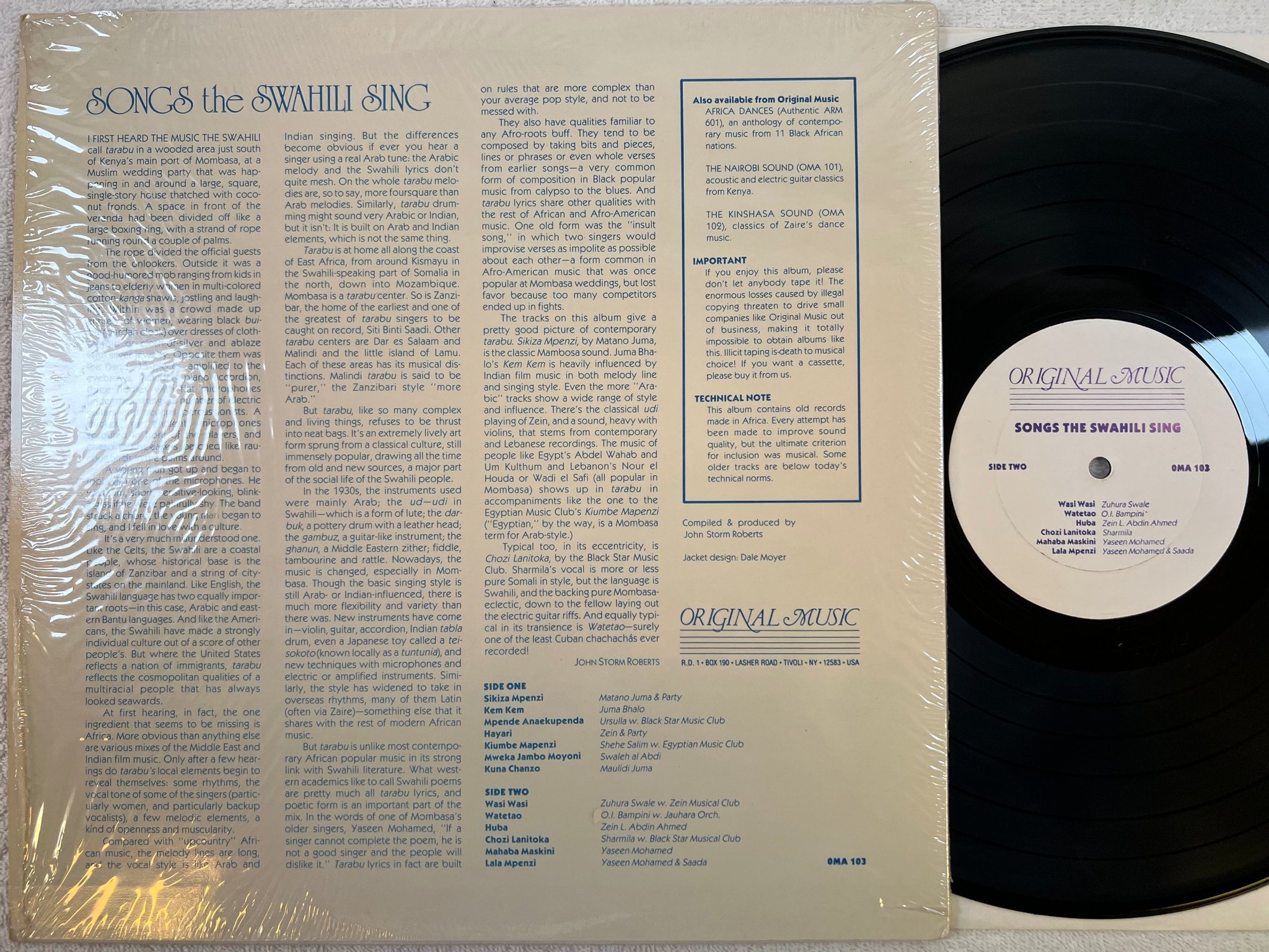 Omslagsbild för skivan V/A Songs The Swahili Sing LP -83 US ORIGINAL MUSIC OMA 103