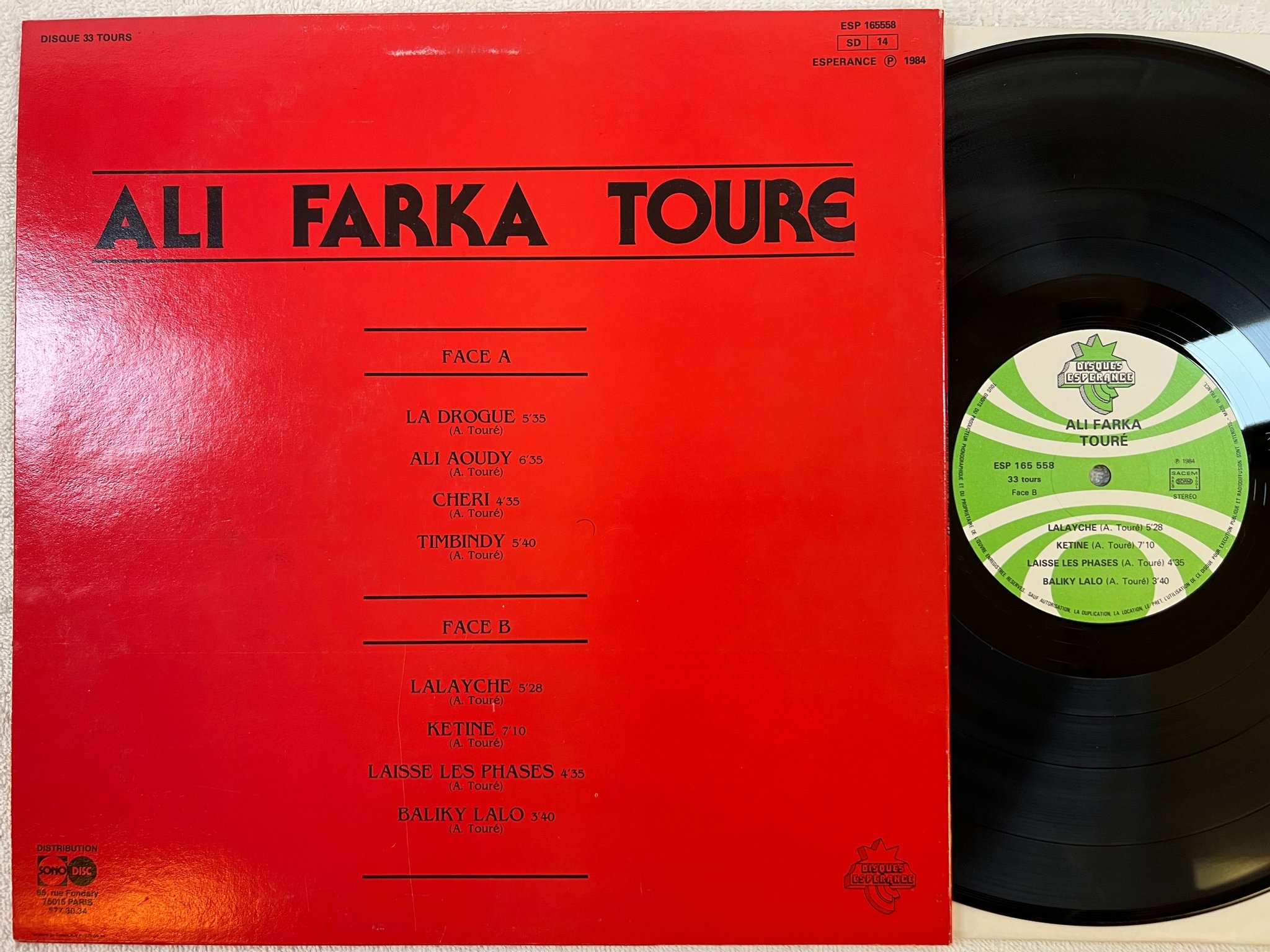 Omslagsbild för skivan ALI FARKA TOURE s/t LP -84 Fra DISQUES ESPERANCE ESP 165558 *** rare **									
