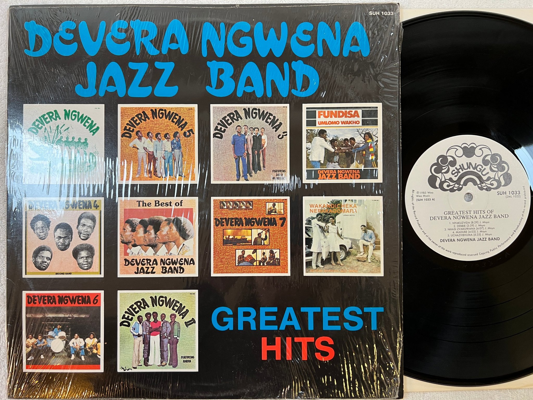 Omslagsbild för skivan DEVERA NGWENA JAZZ BAND Greatest Hits LP -85 shungu SUH 1033 ** rare **