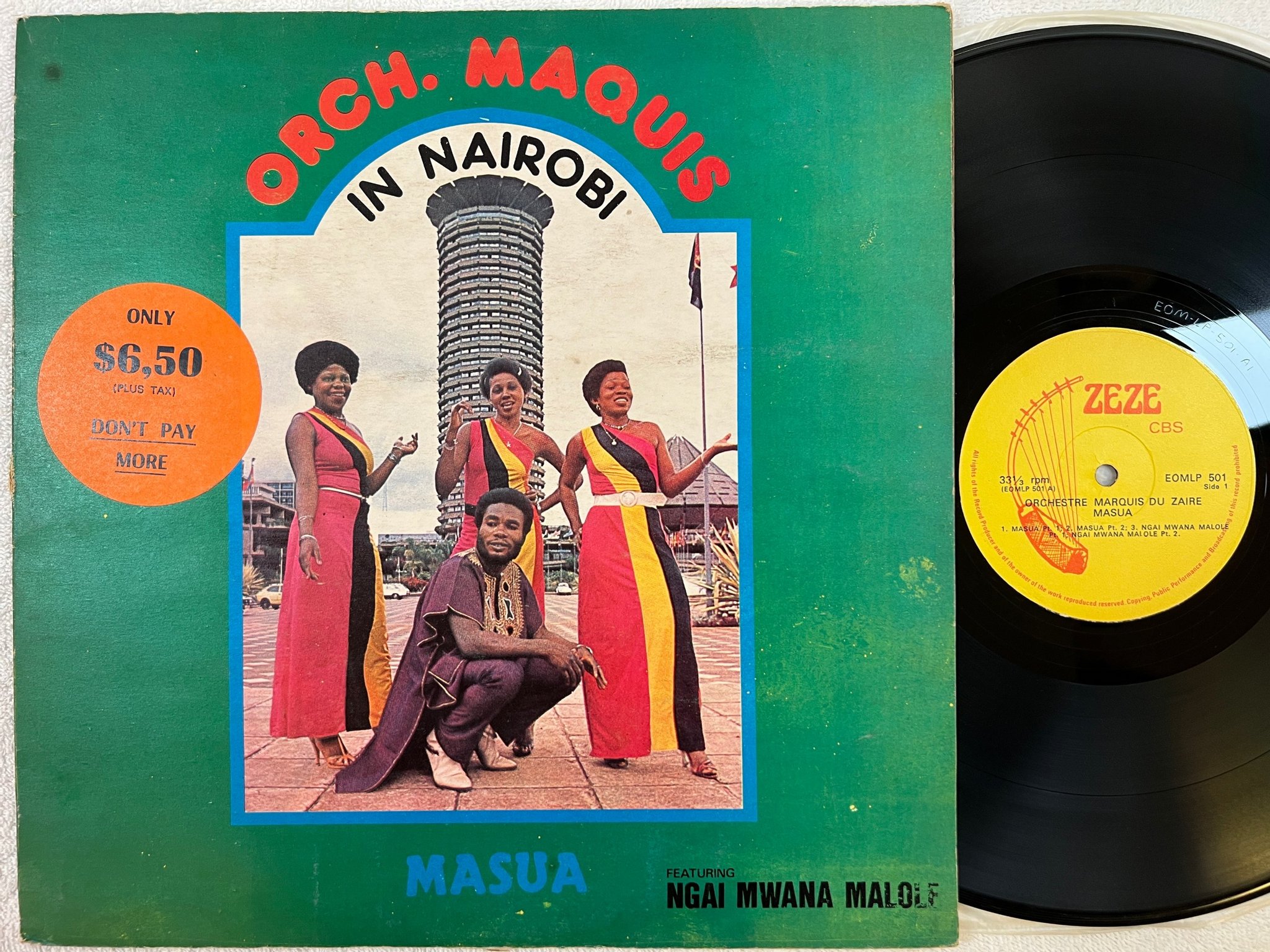 Omslagsbild för skivan ORCHESTRE MAQUIS In Nairobi : Masua LP -82 ZEZE(CBS) EOMLP 501 soukous ** RARE *