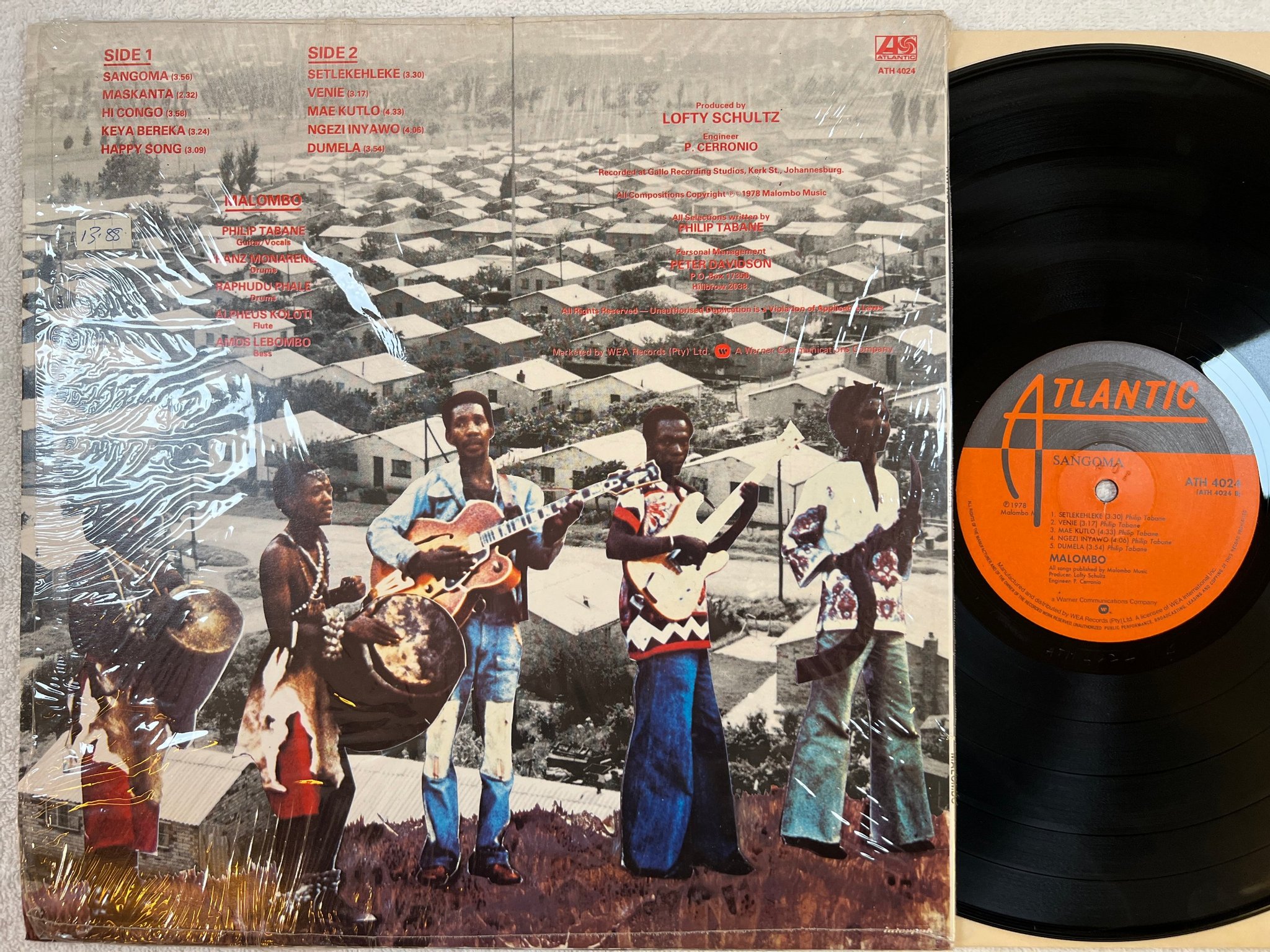 Omslagsbild för skivan MALOMBO Sangoma LP -78 South Africa ATLANTIC ATH 4024 rare african jazz ! ! 