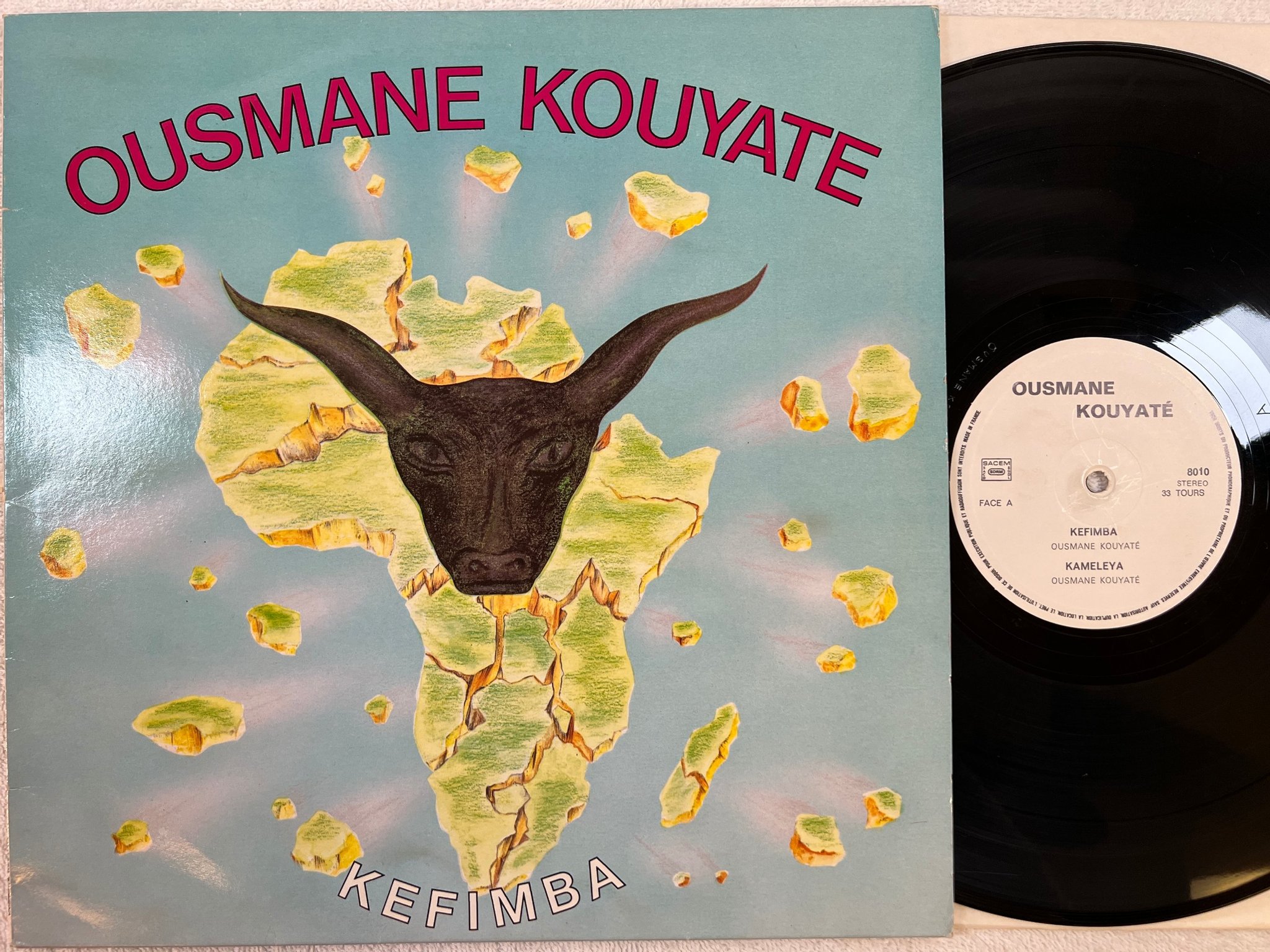 Omslagsbild för skivan OUSMANE KOUYATE Kefimba LP -85 Fra EDITIONS DU CABRI 8010 