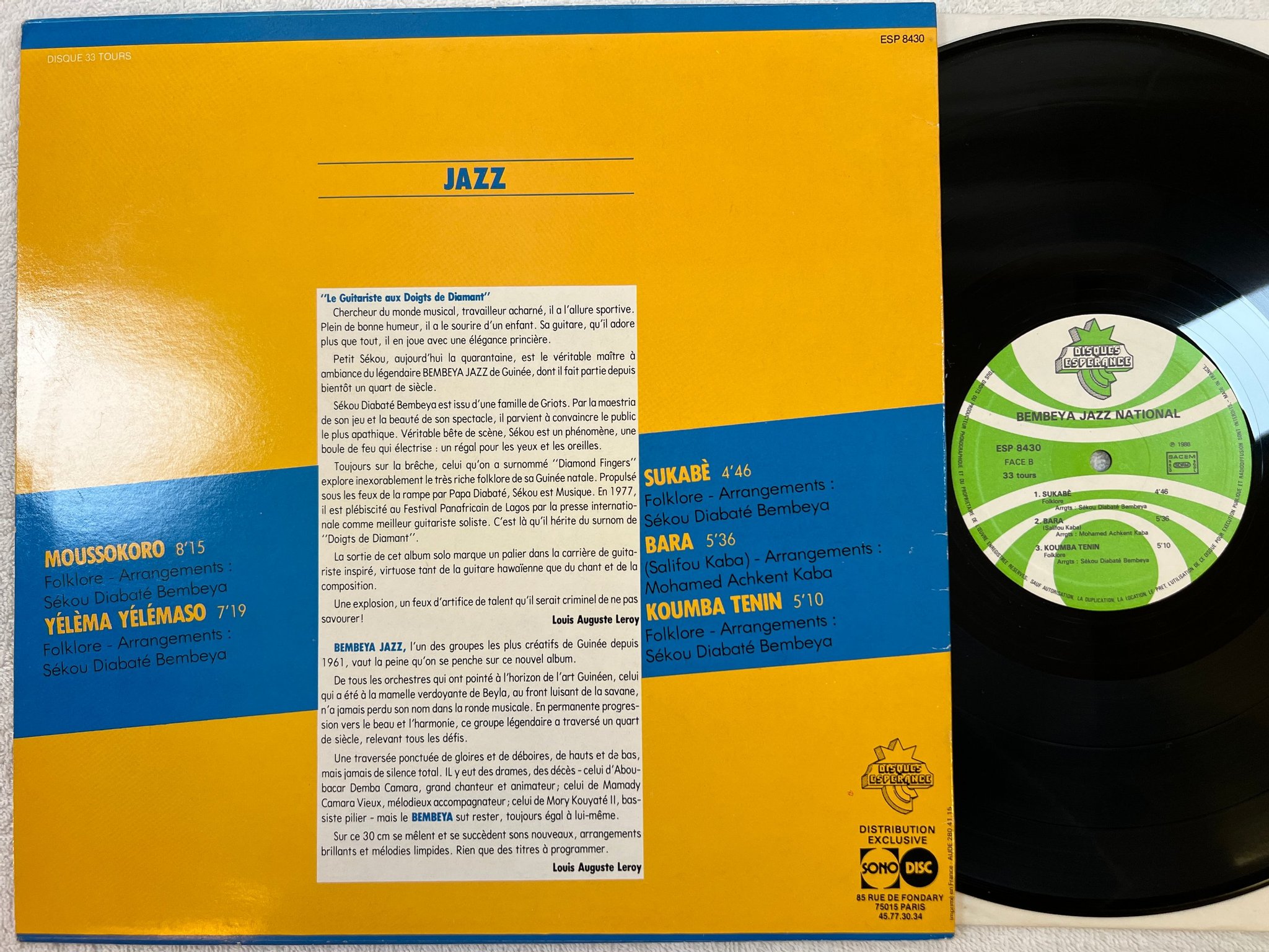 Omslagsbild för skivan BEMBEYA JAZZ NATIONAL s/t LP -86 DISQUES ESPERANCE  ESP 8430