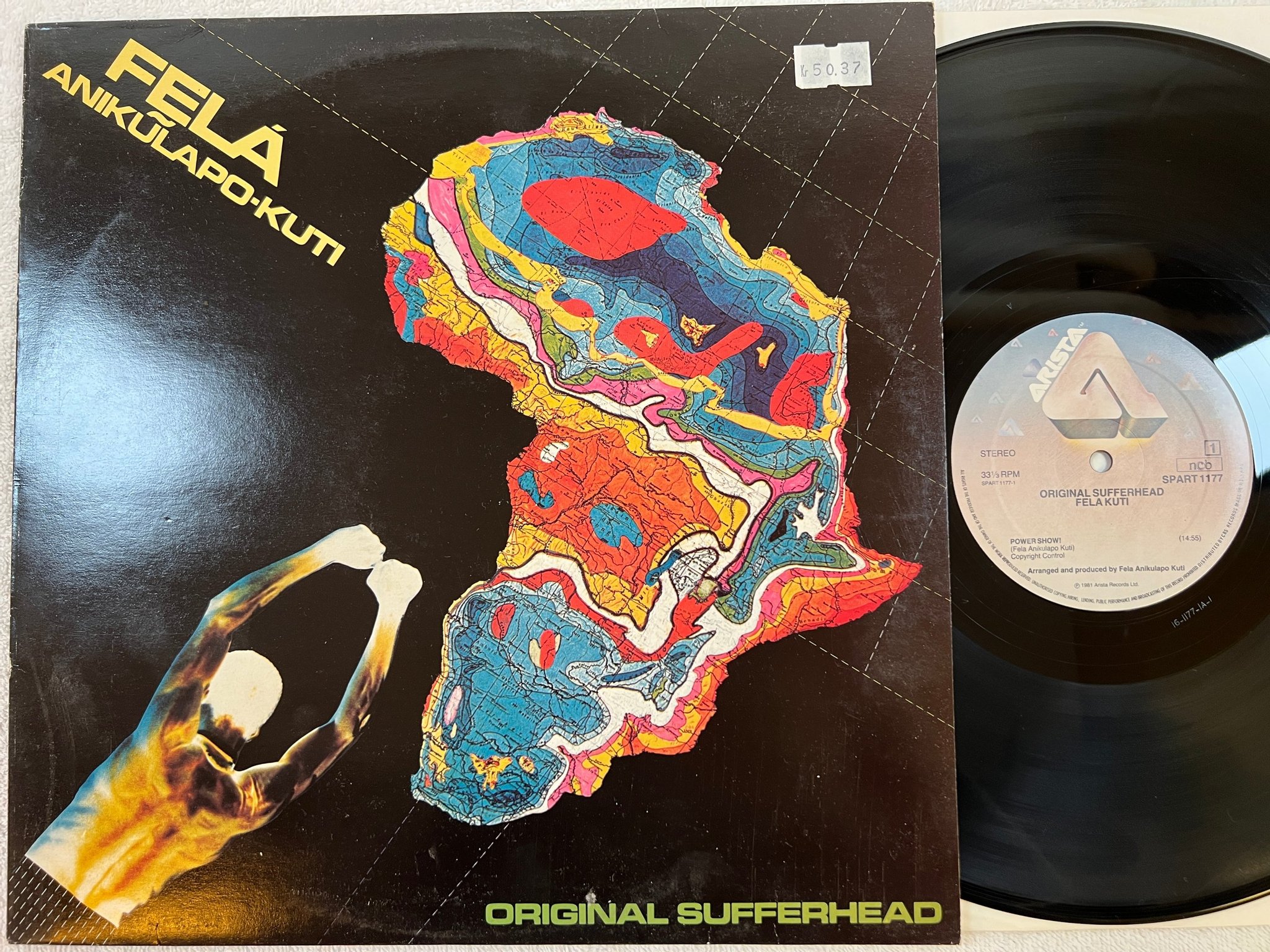 Omslagsbild för skivan FELA KUTI original sufferhead LP -81 ncb ARISTA SPART 1177 afrobeat ! ! 
