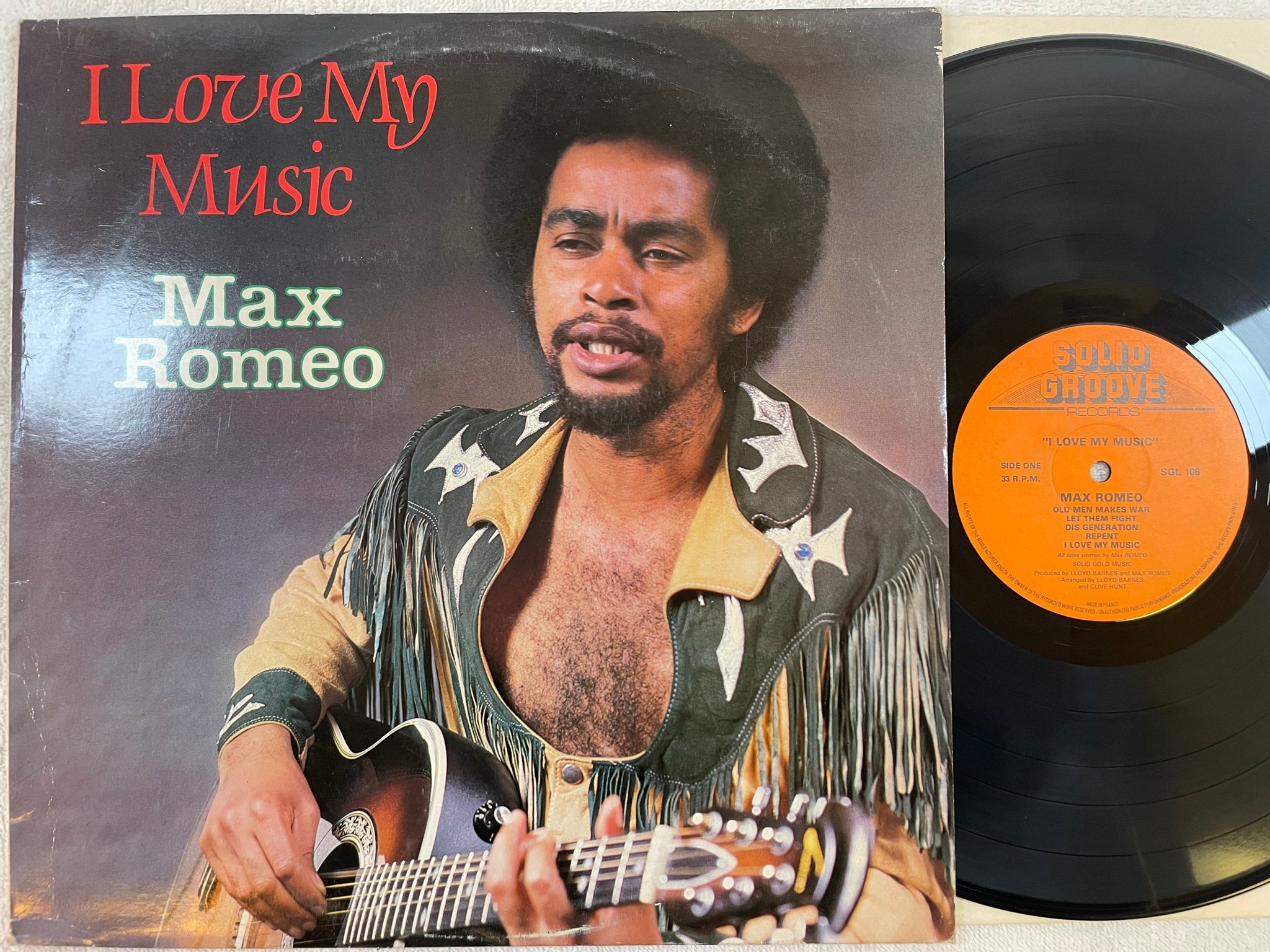 Omslagsbild för skivan MAX ROMEO I love music LP -82 UK SOLID GROOVE SGL 106