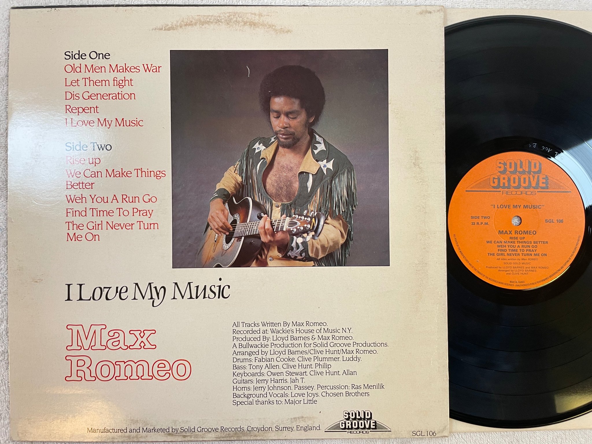 Omslagsbild för skivan MAX ROMEO I love music LP -82 UK SOLID GROOVE SGL 106