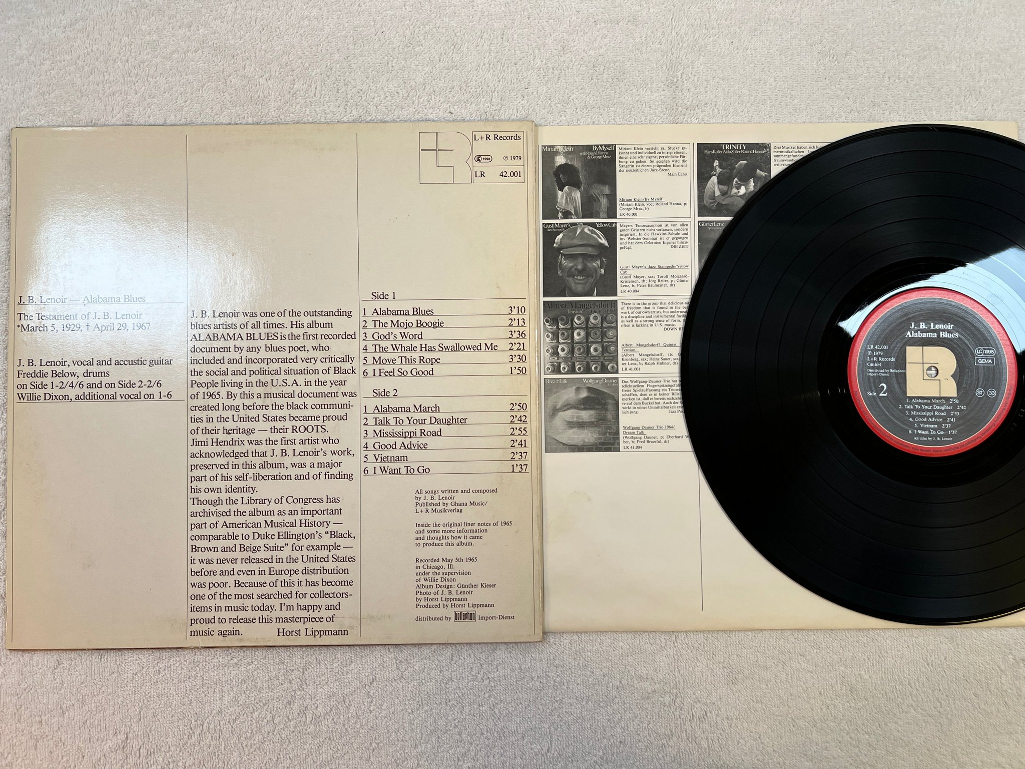 Omslagsbild för skivan J.B. LENOIR alabama blues LP -79 Ger L+R LR 42001