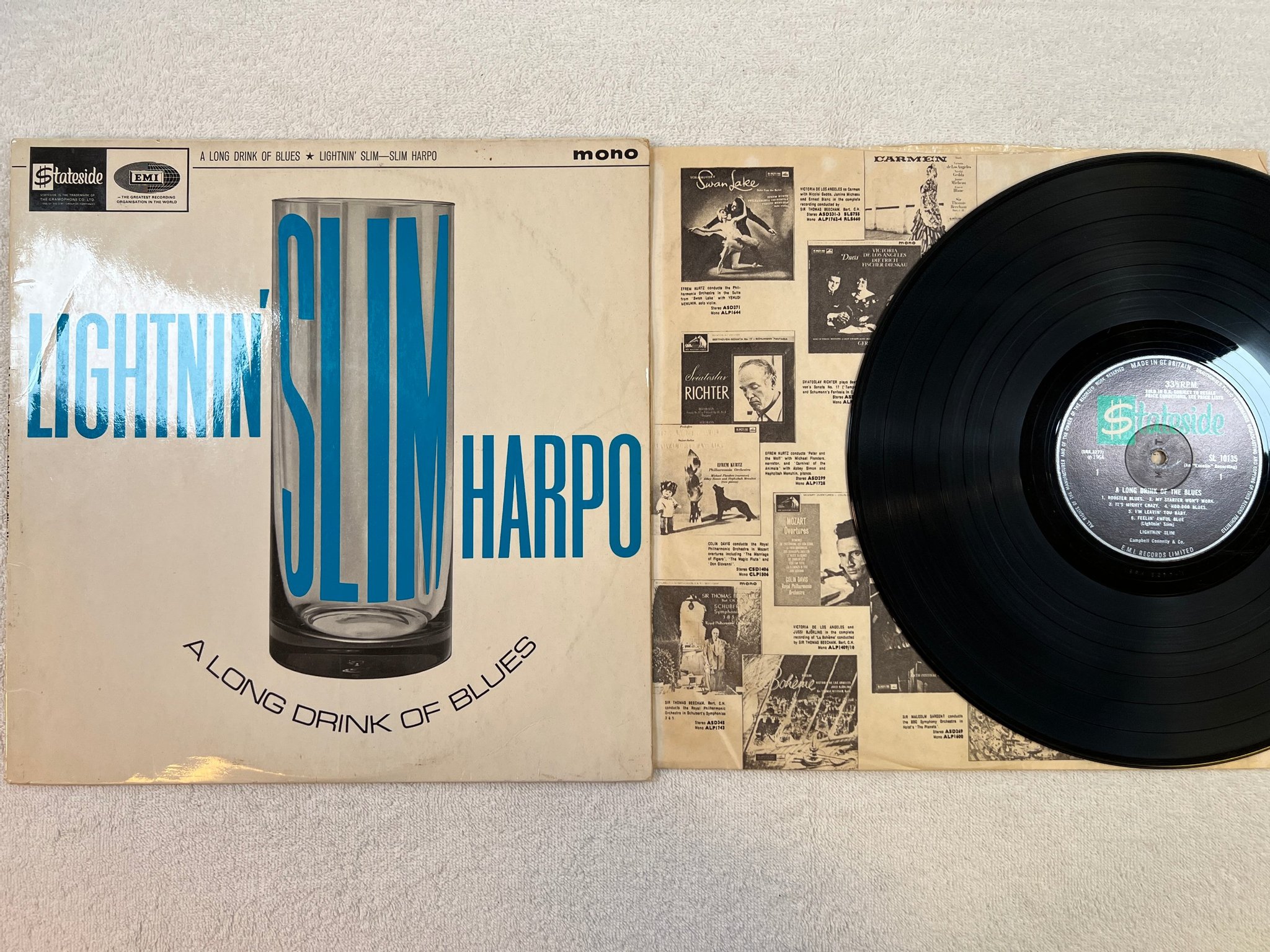 Omslagsbild för skivan LIGHTNIN' SLIM A Long Drink Of Blues LP -65 UK stateside sl 10135 RARE ! ! 