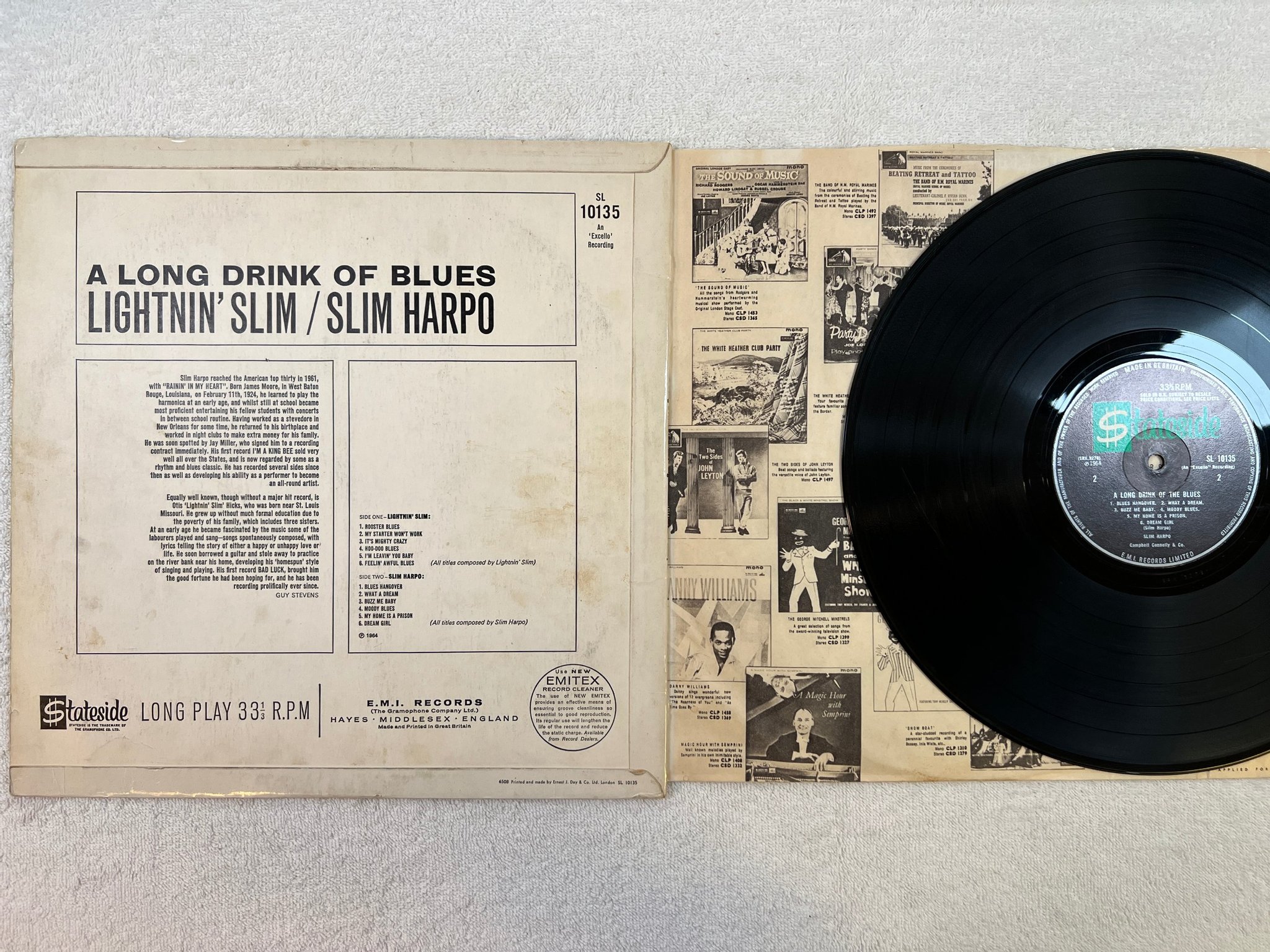 Omslagsbild för skivan LIGHTNIN' SLIM A Long Drink Of Blues LP -65 UK stateside sl 10135 RARE ! ! 
