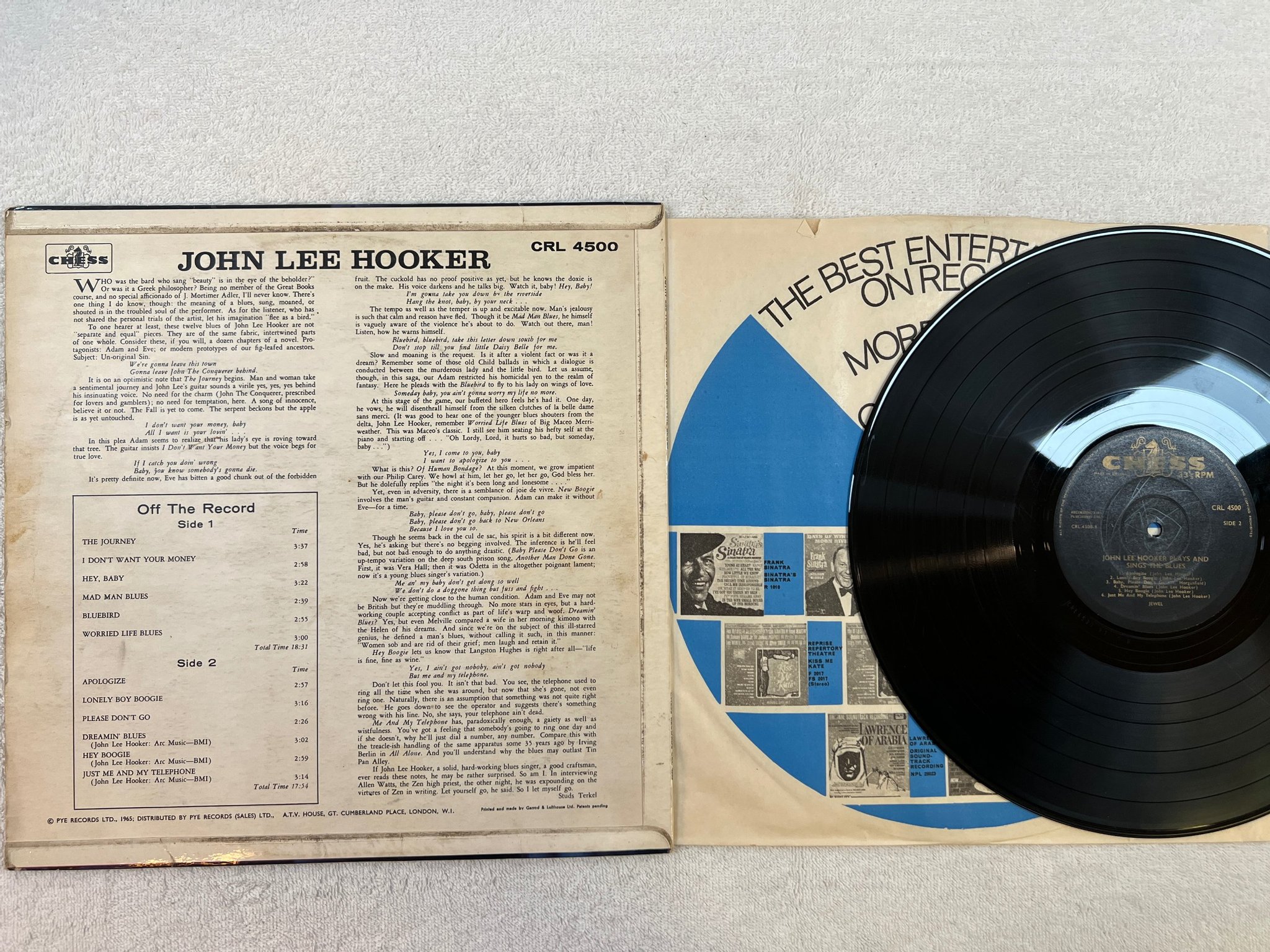 Omslagsbild för skivan JOHN LEE HOOKER plays & sings the blues LP UK CHESS CRL 4500
