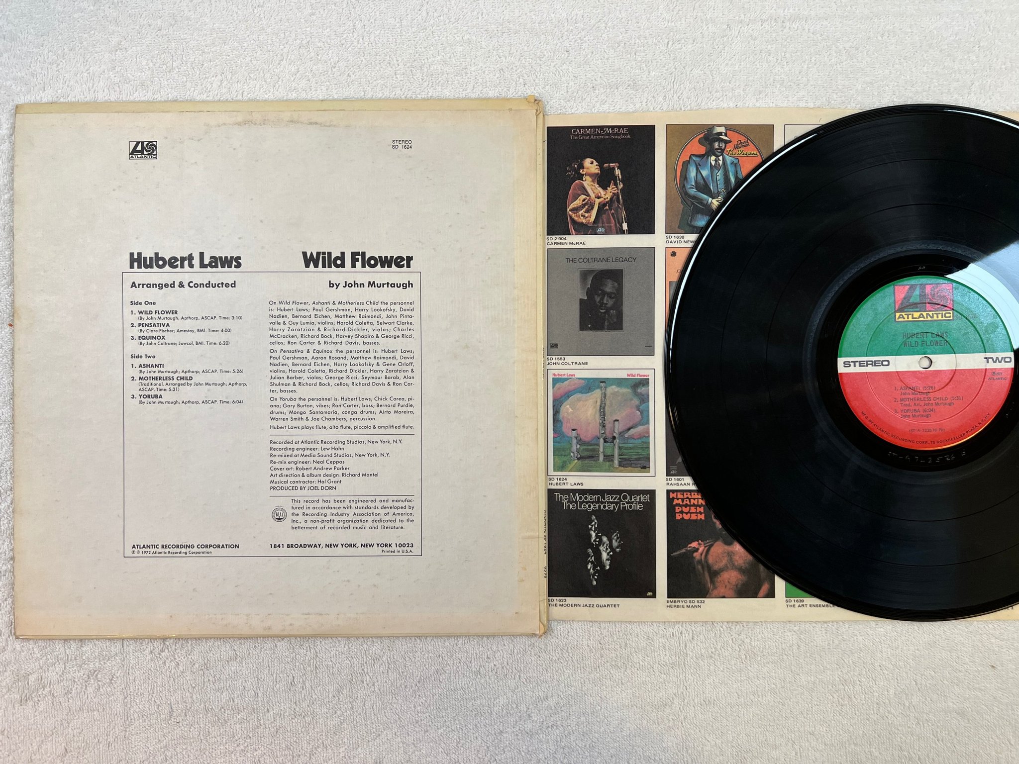 Omslagsbild för skivan HUBERT LAWS wild flowers LP -72 US ATLANTIC SD 1624