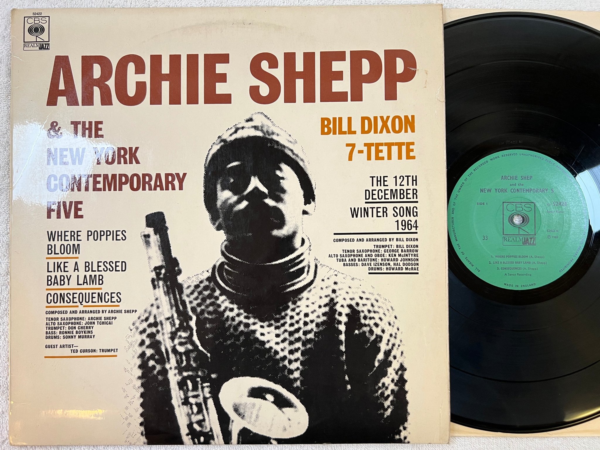 Omslagsbild för skivan BILL DIXON 7-tette LP -65 UK CBS / REALM JAZZ RM 52422