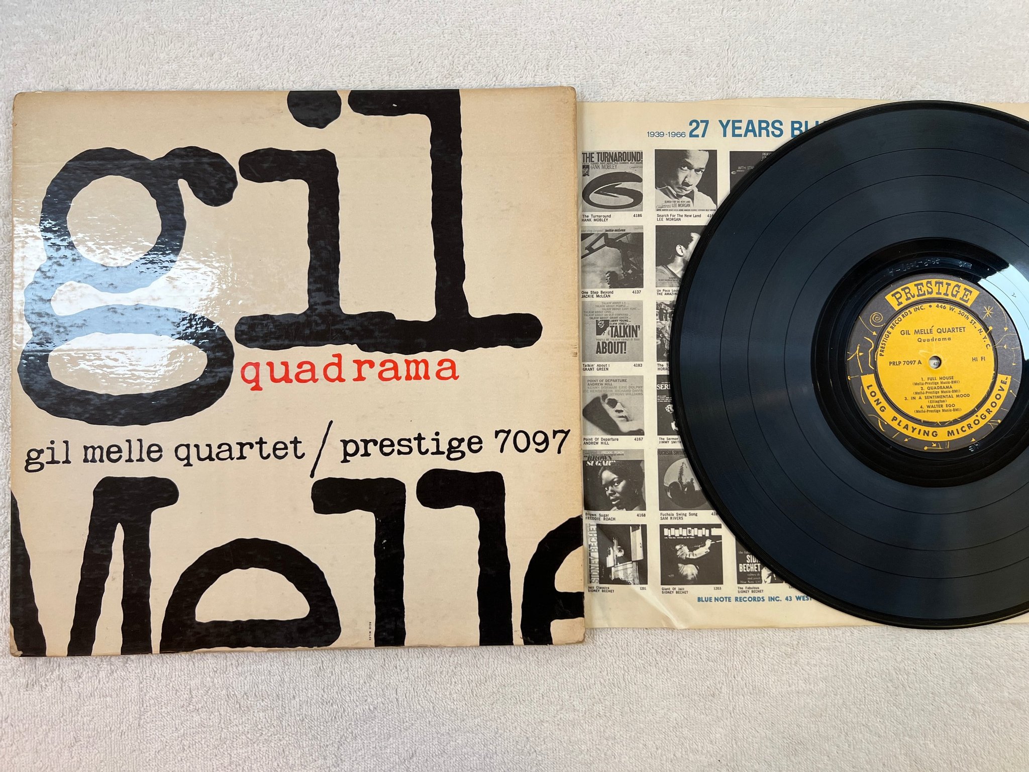 Omslagsbild för skivan GIL MELLE QUARTET quadrama LP -57 US PRESTIGE PRLP 7097 