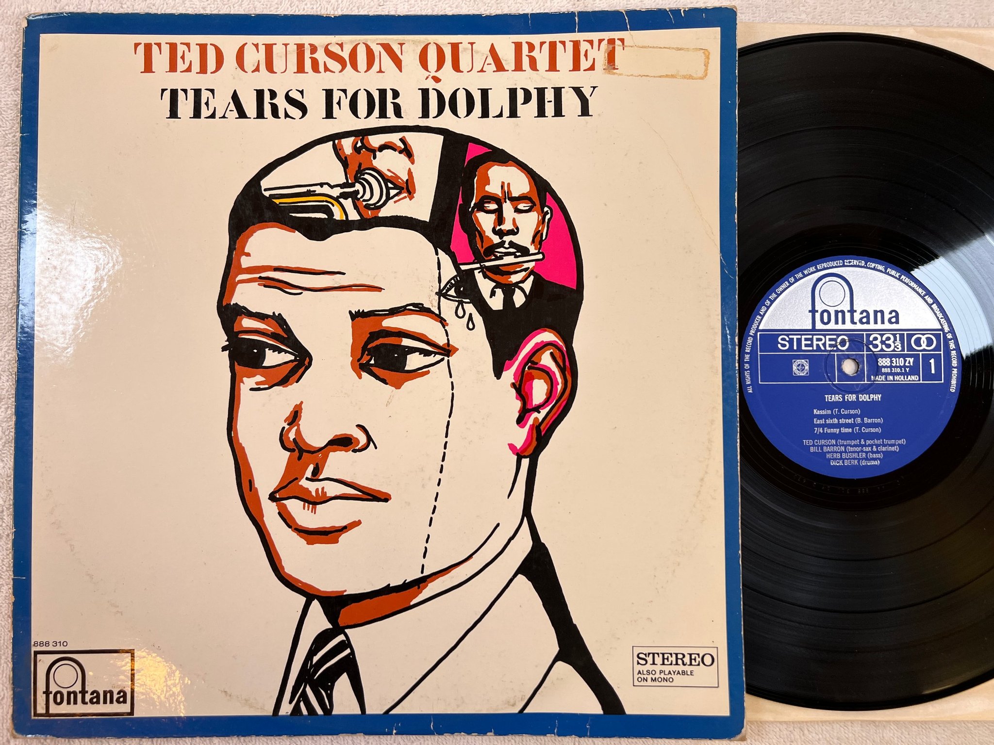 Omslagsbild för skivan TED CURSON tears for Dolphy LP -64 Hol FONTANA 888 310 