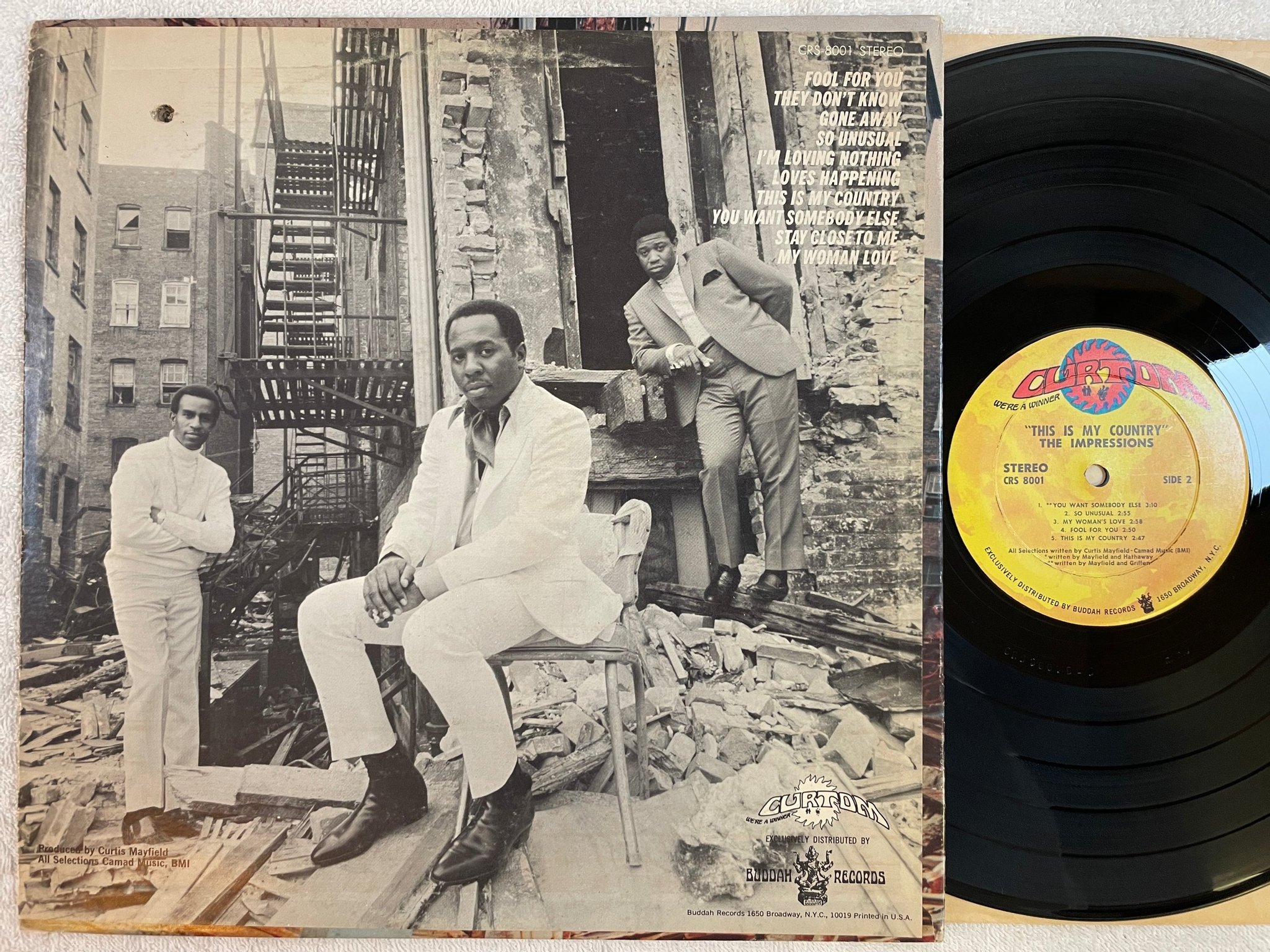 Omslagsbild för skivan THE IMPRESSIONS this is my country LP -68 US CURTOM CRS 8001 Curtis Mayfield