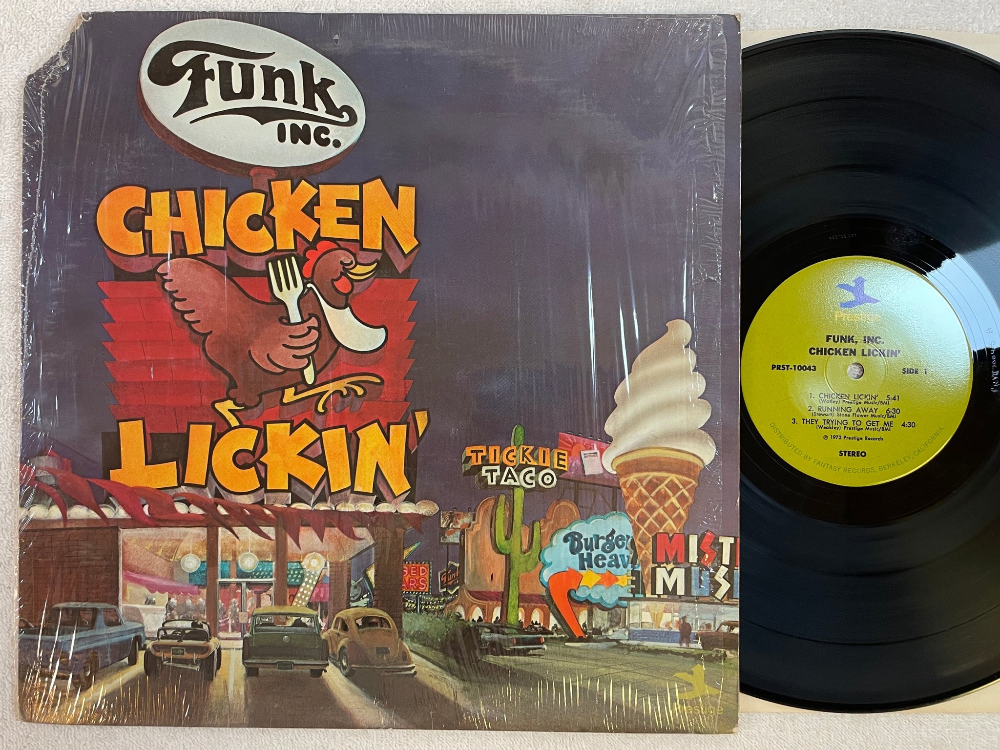Omslagsbild för skivan FUNK INC chicken lickin' LP -72 US PRESTIGE PRST-10043 funky soul-jazz