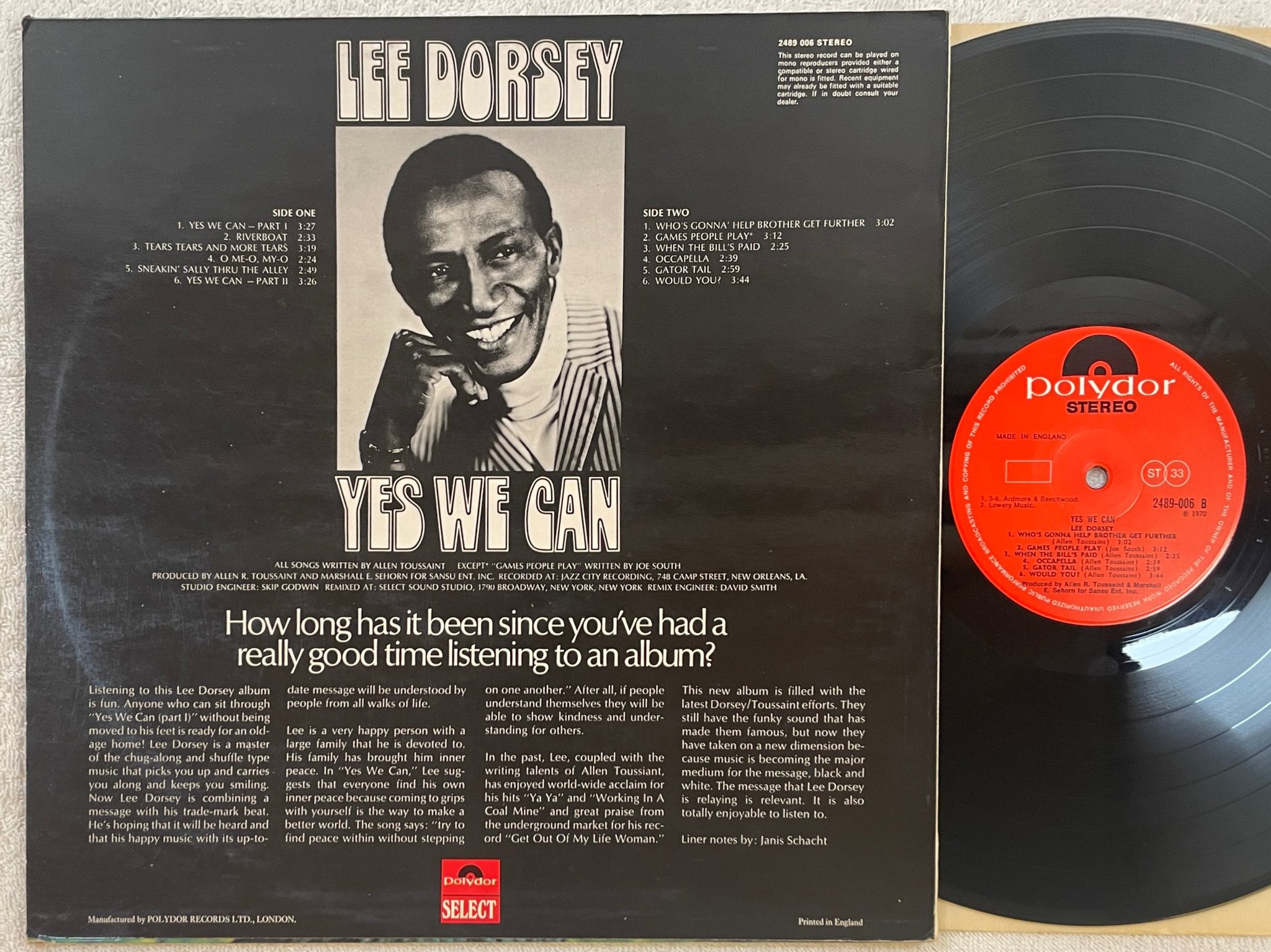 Omslagsbild för skivan LEE DORSEY yes we can LP -70 UK POLYDOR 2489-006