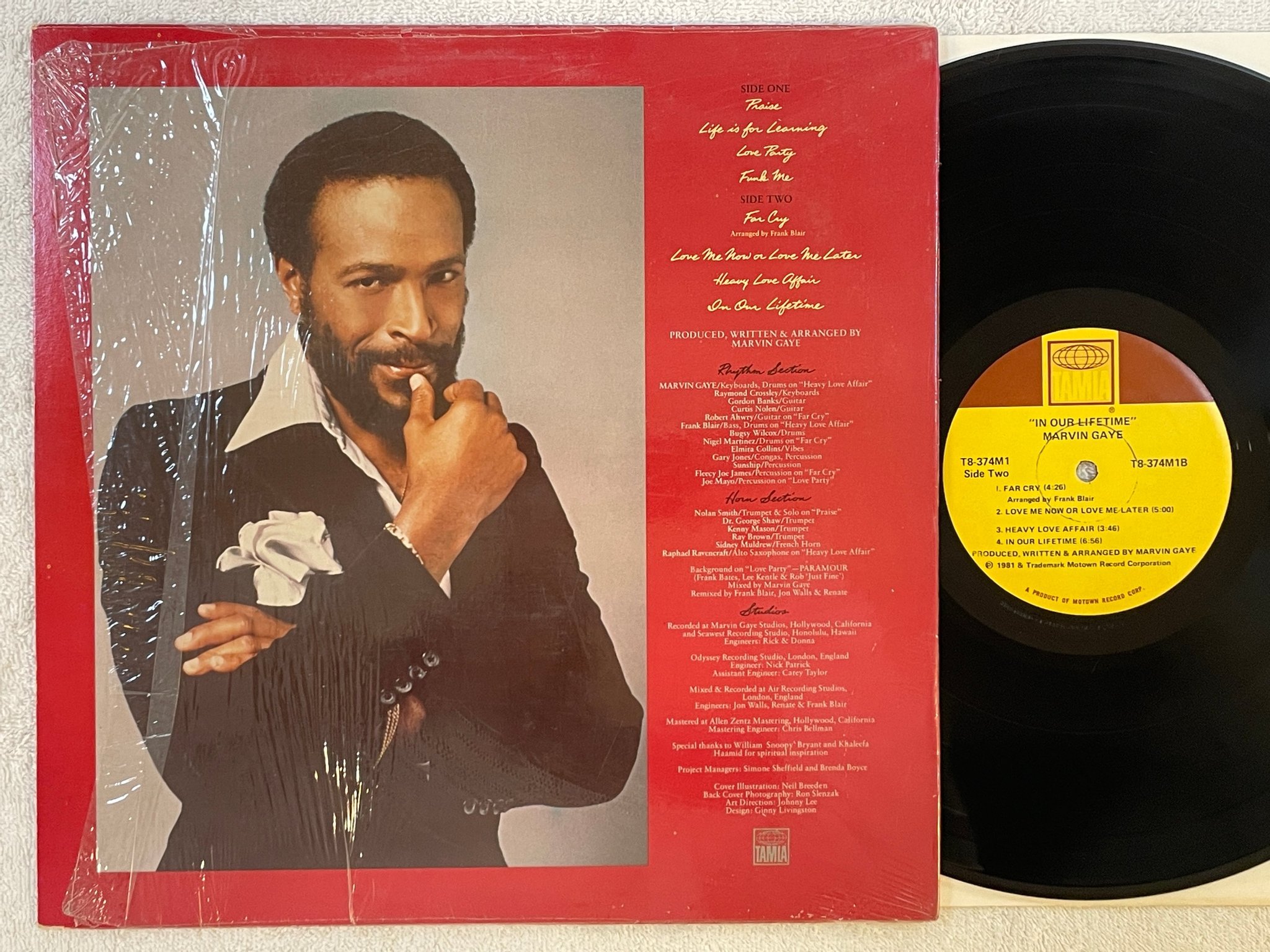 Omslagsbild för skivan MARVIN GAYE in our lifetime LP -81 US TAMLA MOTOWN T8-374M1