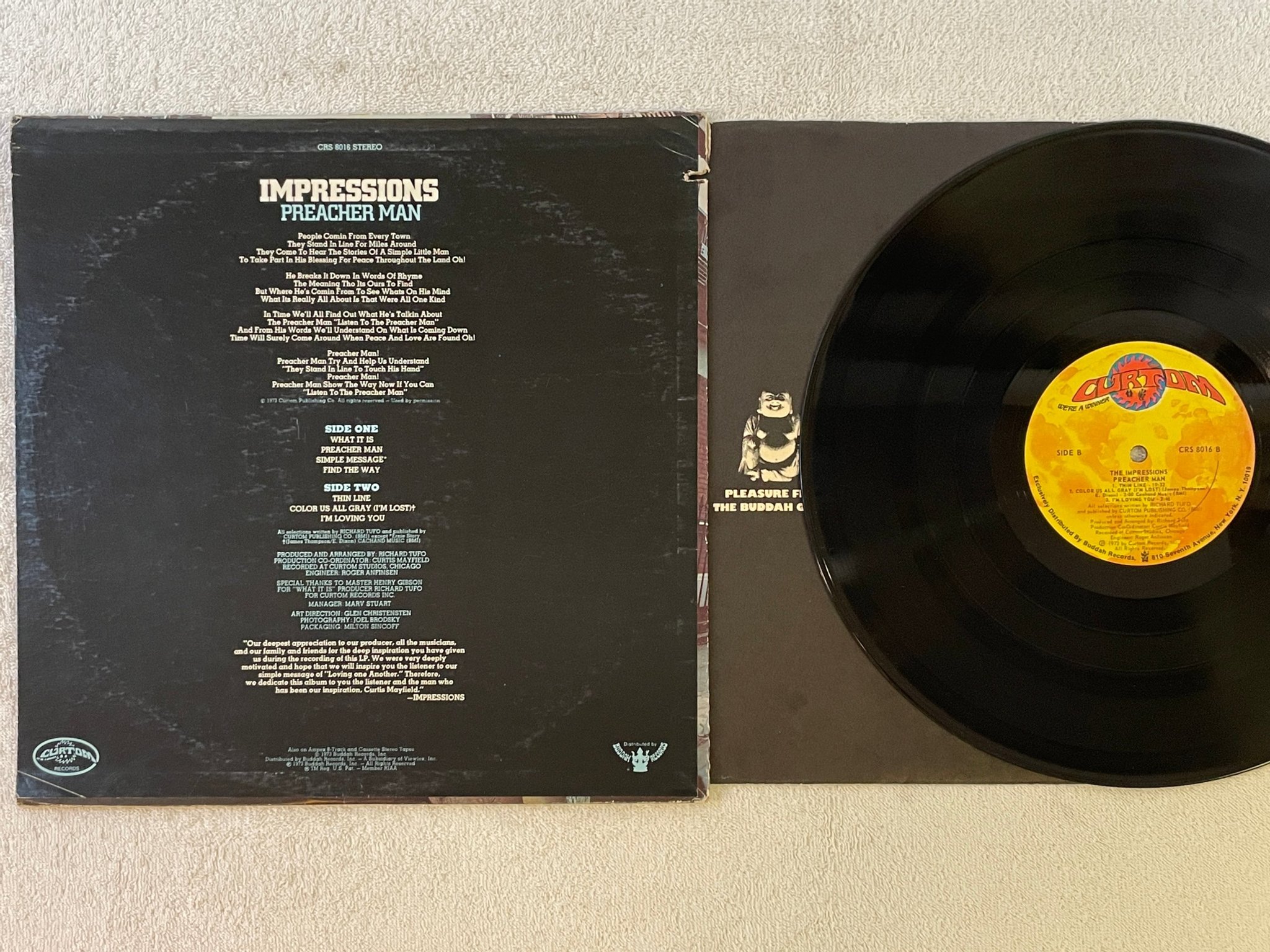 Omslagsbild för skivan THE IMPRESSIONS preacher man LP -73 US CURTOM CRS 8016