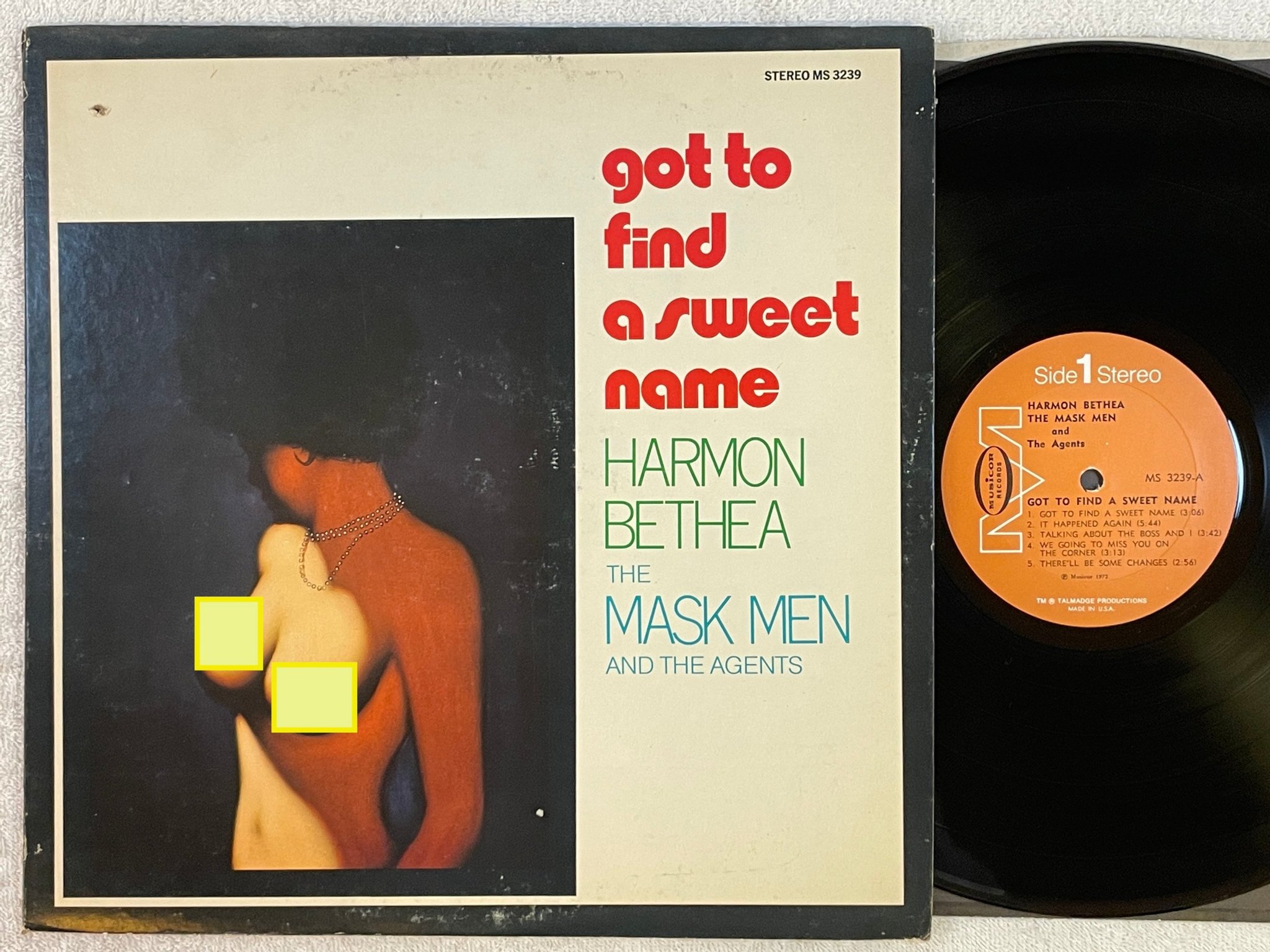 Omslagsbild för skivan HARMON BETHEA Got To Find A Sweet Name LP -72 US musicor MS 3239 soul