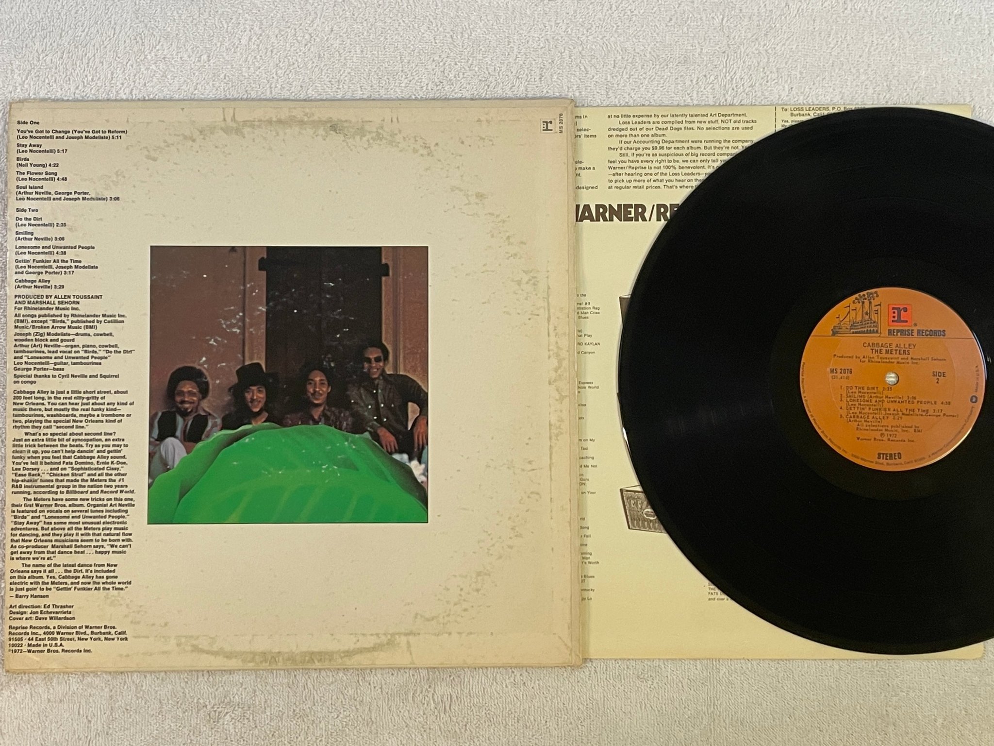 Omslagsbild för skivan THE METERS cabbage alley LP -72 US REPRISE MS 2076 