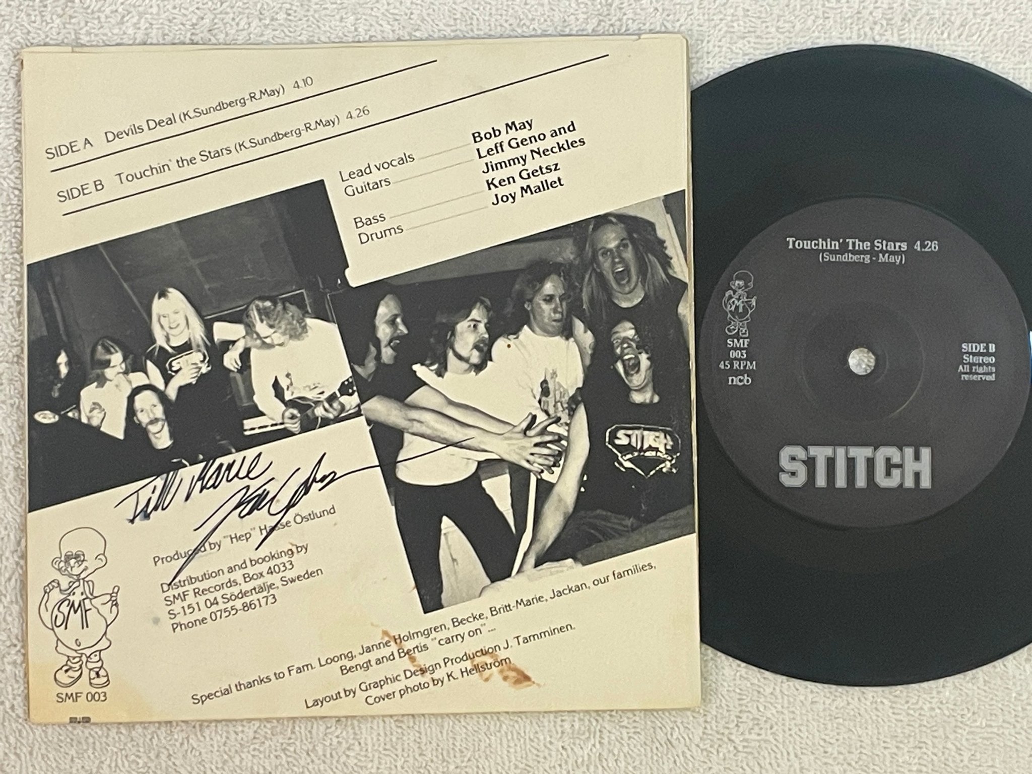 Omslagsbild för skivan STITCH devils deal 7"single -82 SMF 003 heavy metal ** RARE **