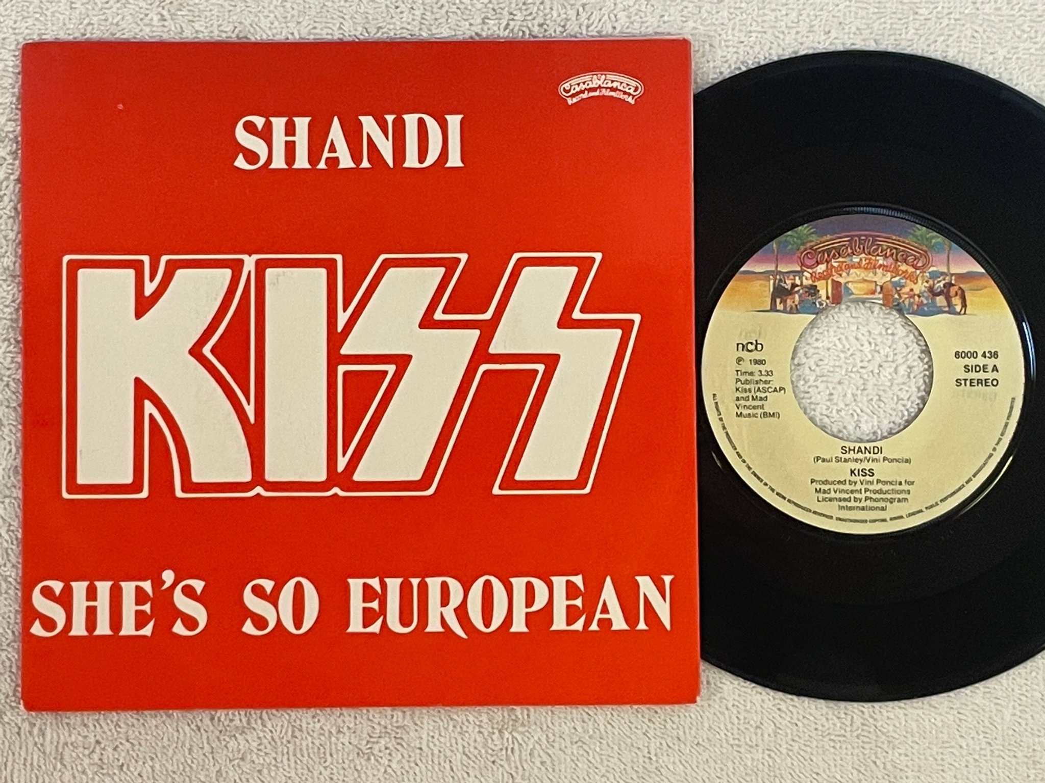 Omslagsbild för skivan KISS shandi 7"single -80 Norway CASABLANCA 6000436
