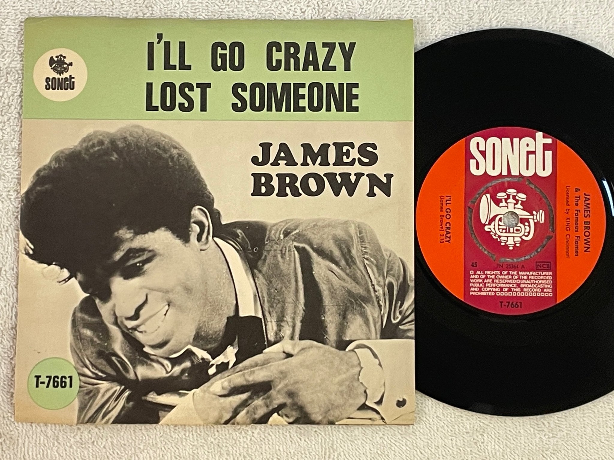 Omslagsbild för skivan JAMES BROWN I'll go crazy 7"single -66 Swe SONET T-7661