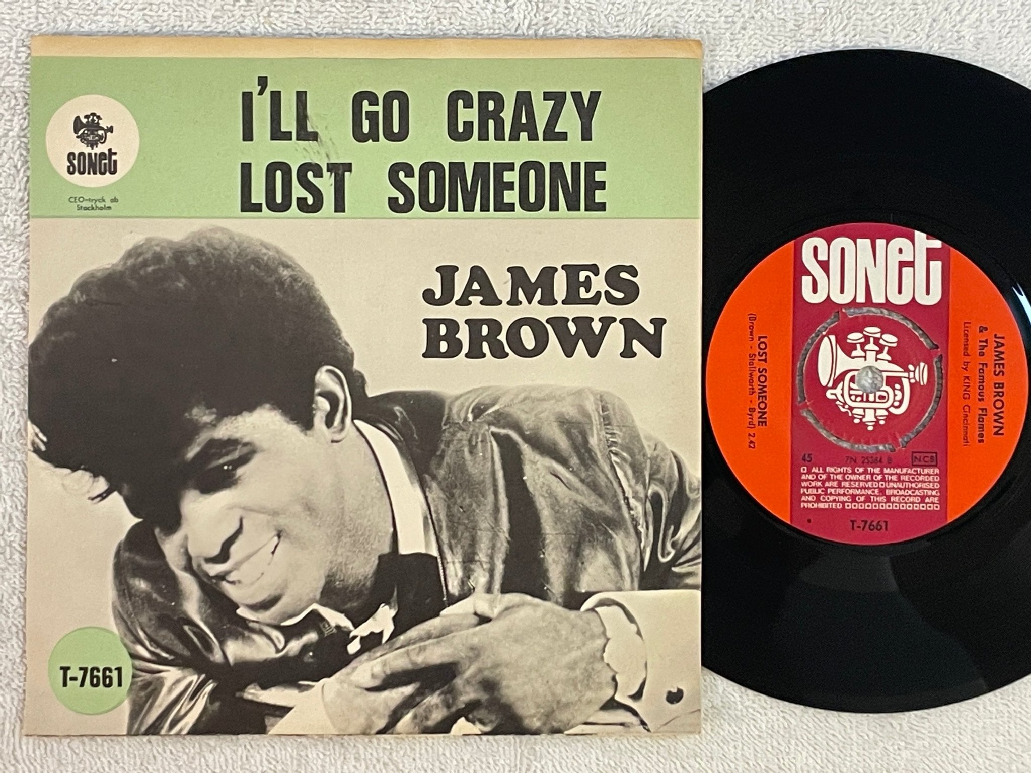 Omslagsbild för skivan JAMES BROWN I'll go crazy 7"single -66 Swe SONET T-7661