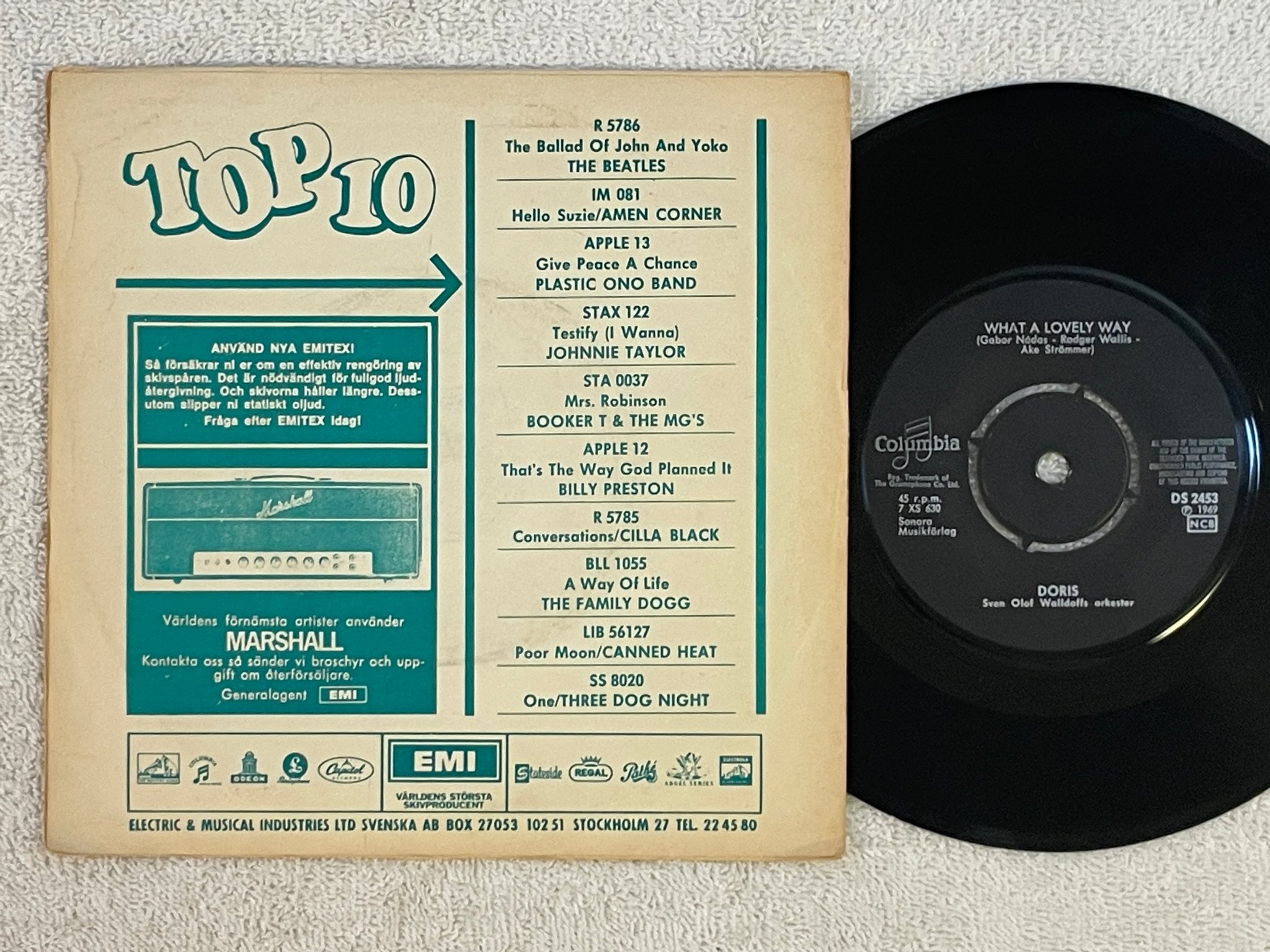 Omslagsbild för skivan DORIS SVENSSON go back to daddy 7"single -69 Swe COLUMBIA DS 2453